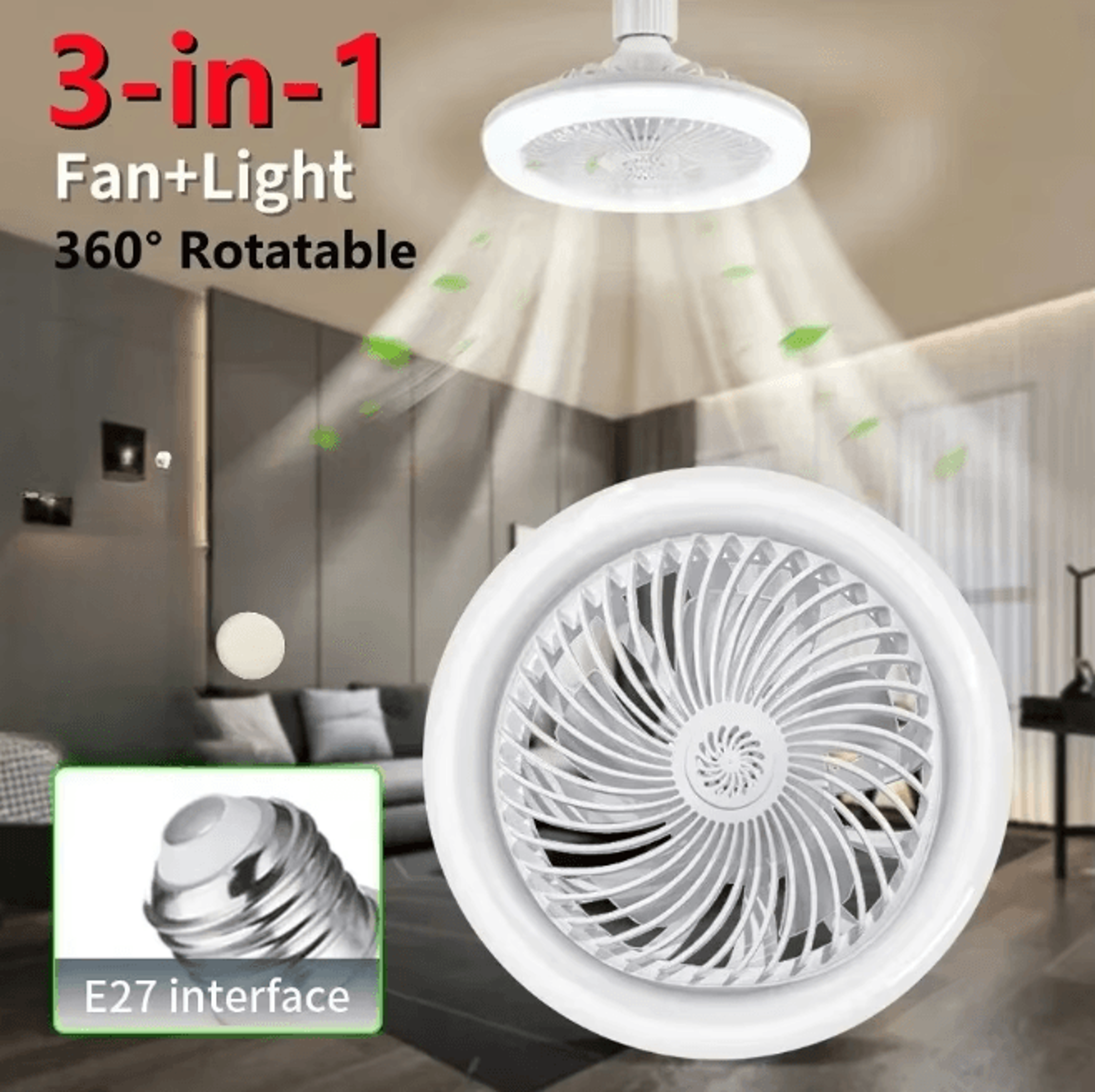aeroglow rotating ceiling fan light with remote e27 base