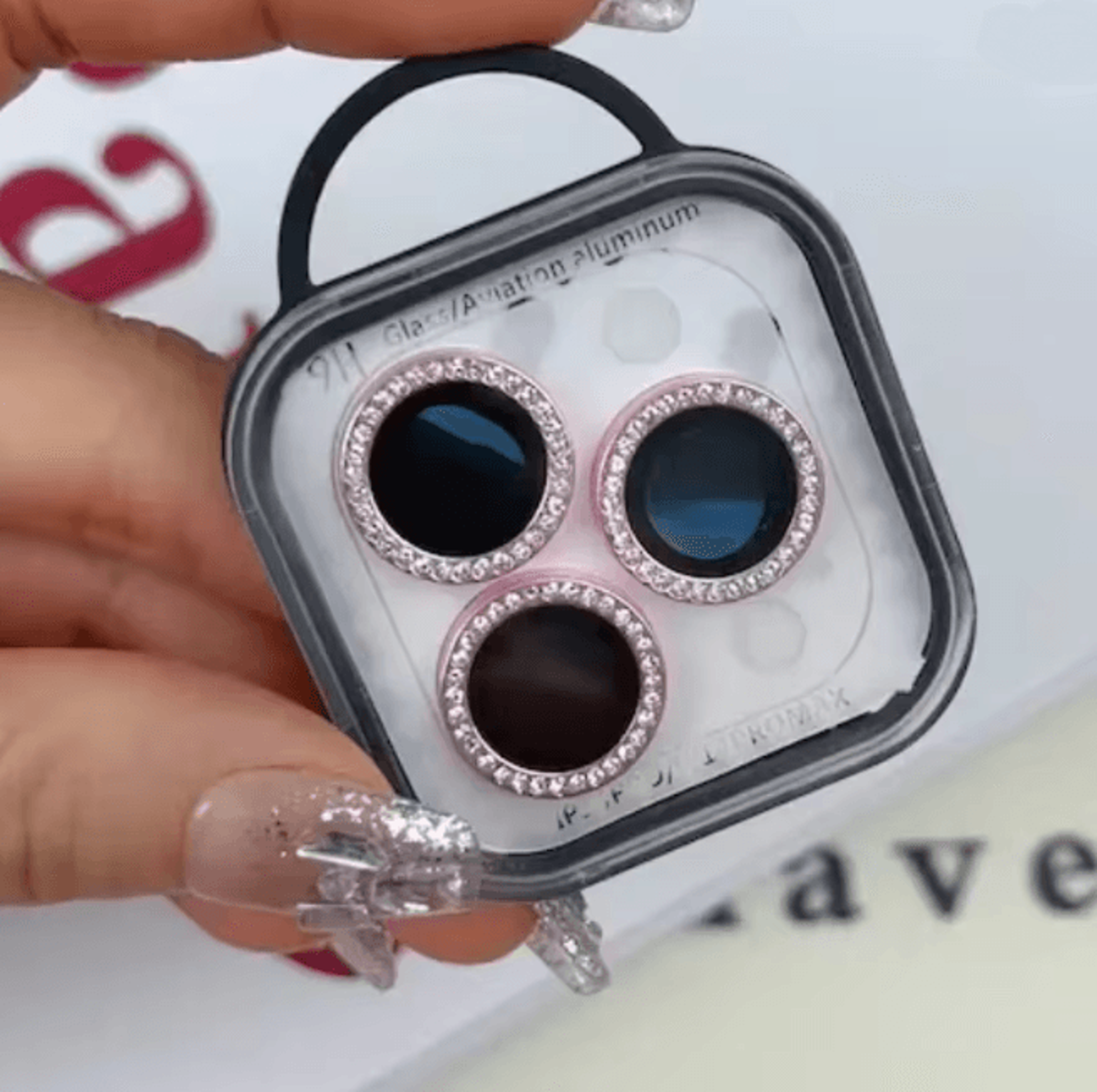 glitter camera lens protector for iphone diamond ring glass cover set