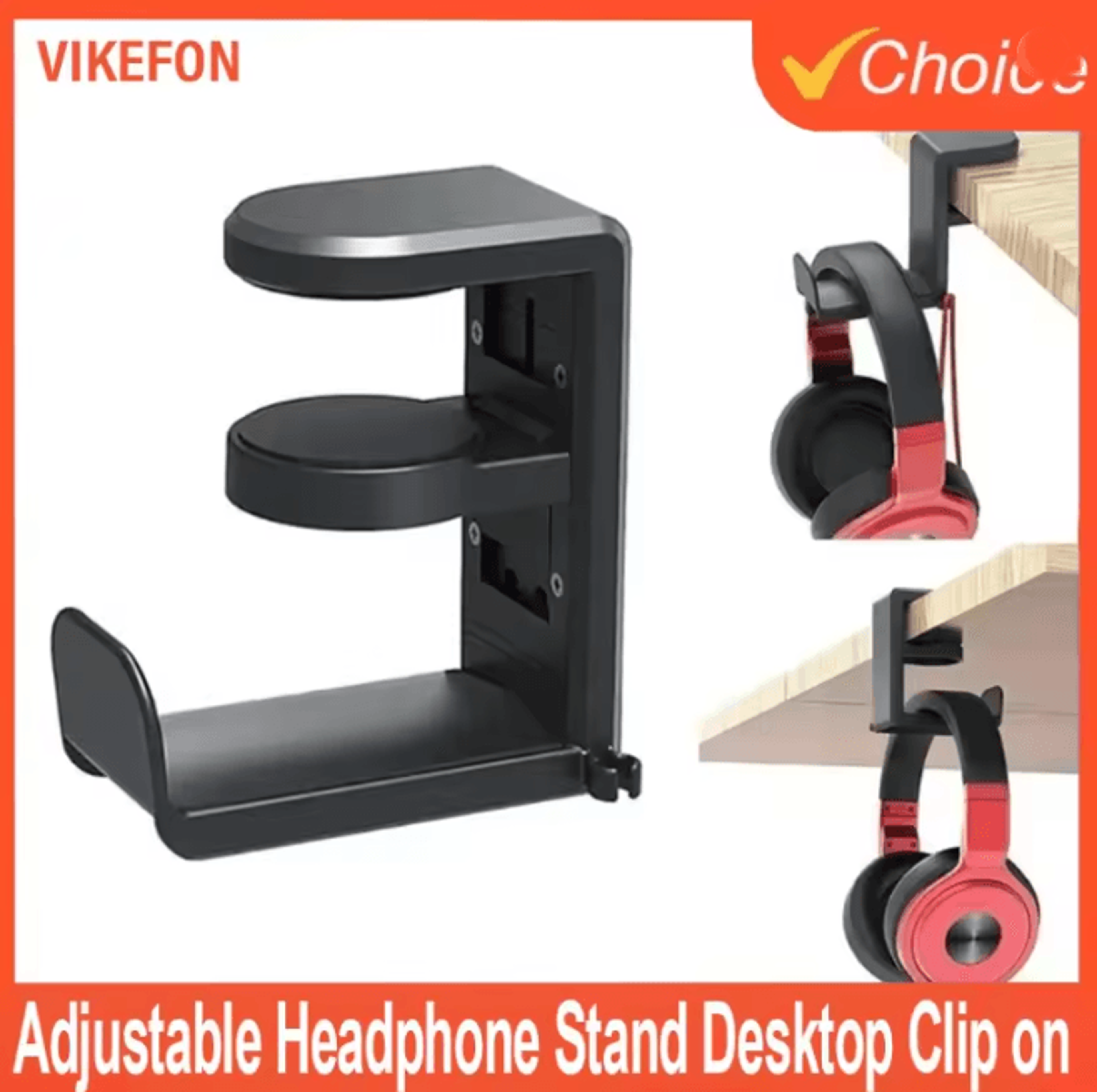 360 degree rotating desk clip headphone stand adjustable gaming headset hook