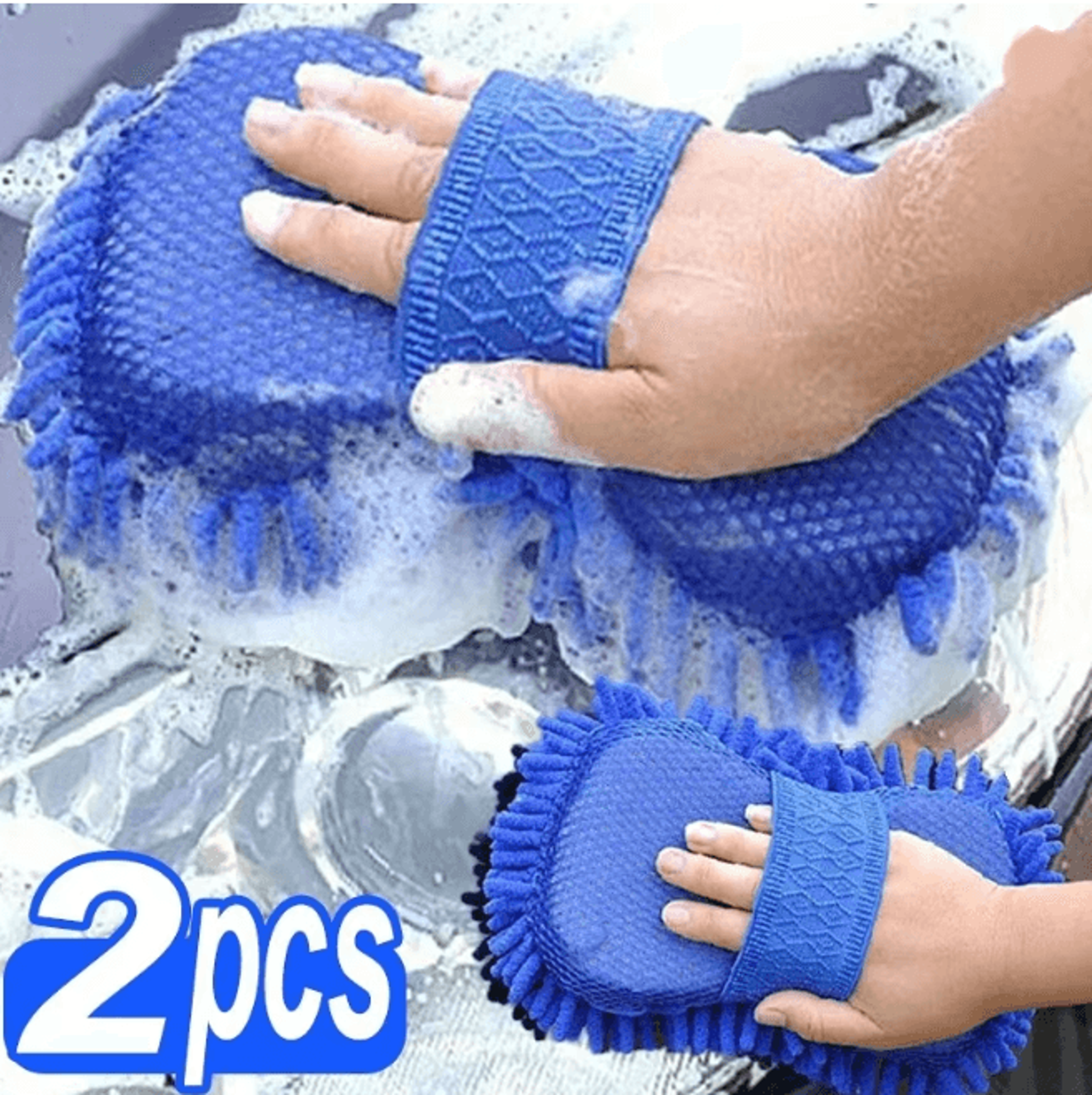 microfiber chenille car wash sponge pads 2 piece set