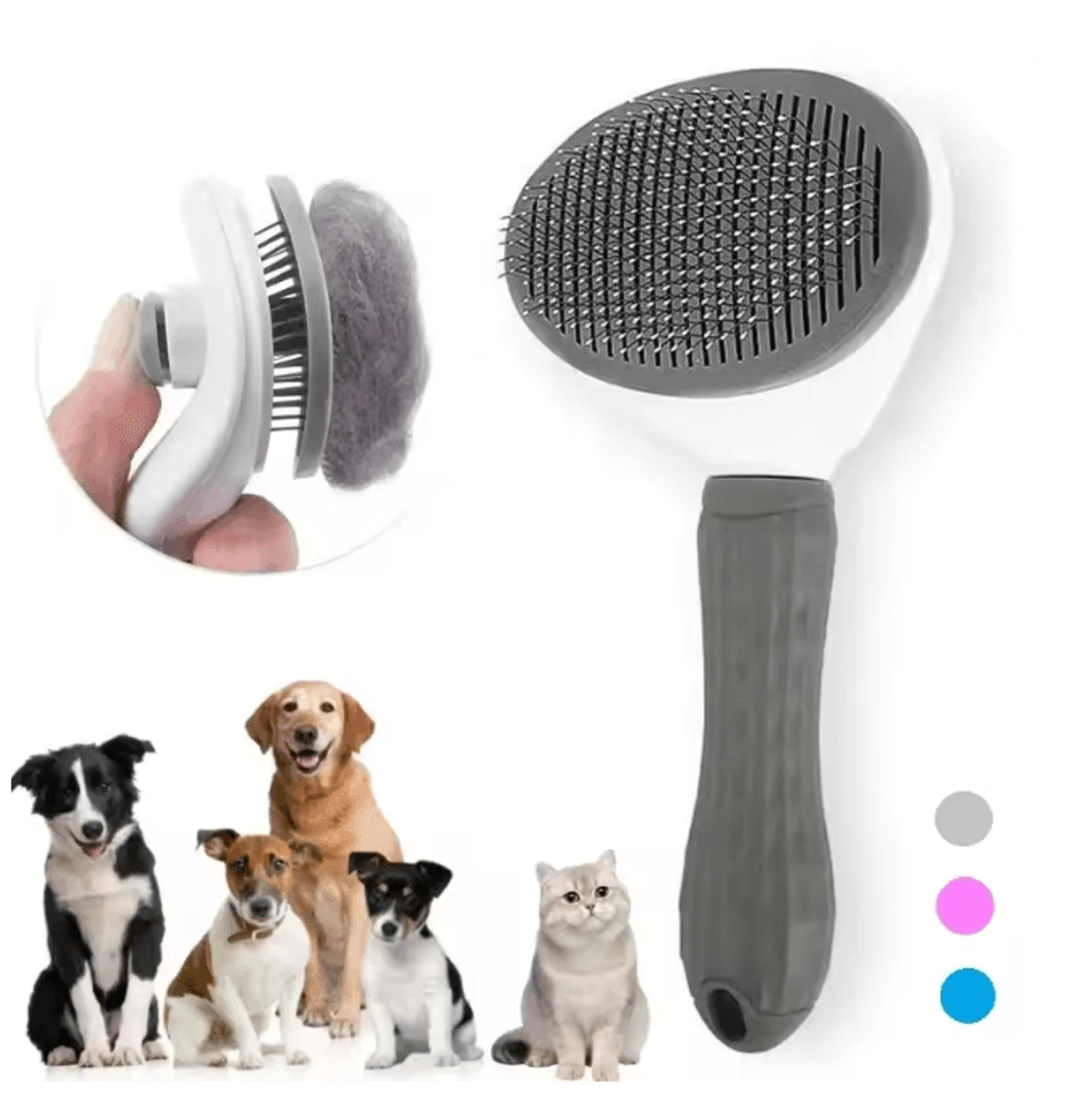 self cleaning pet brush for dogs and cats grooming and deshedding