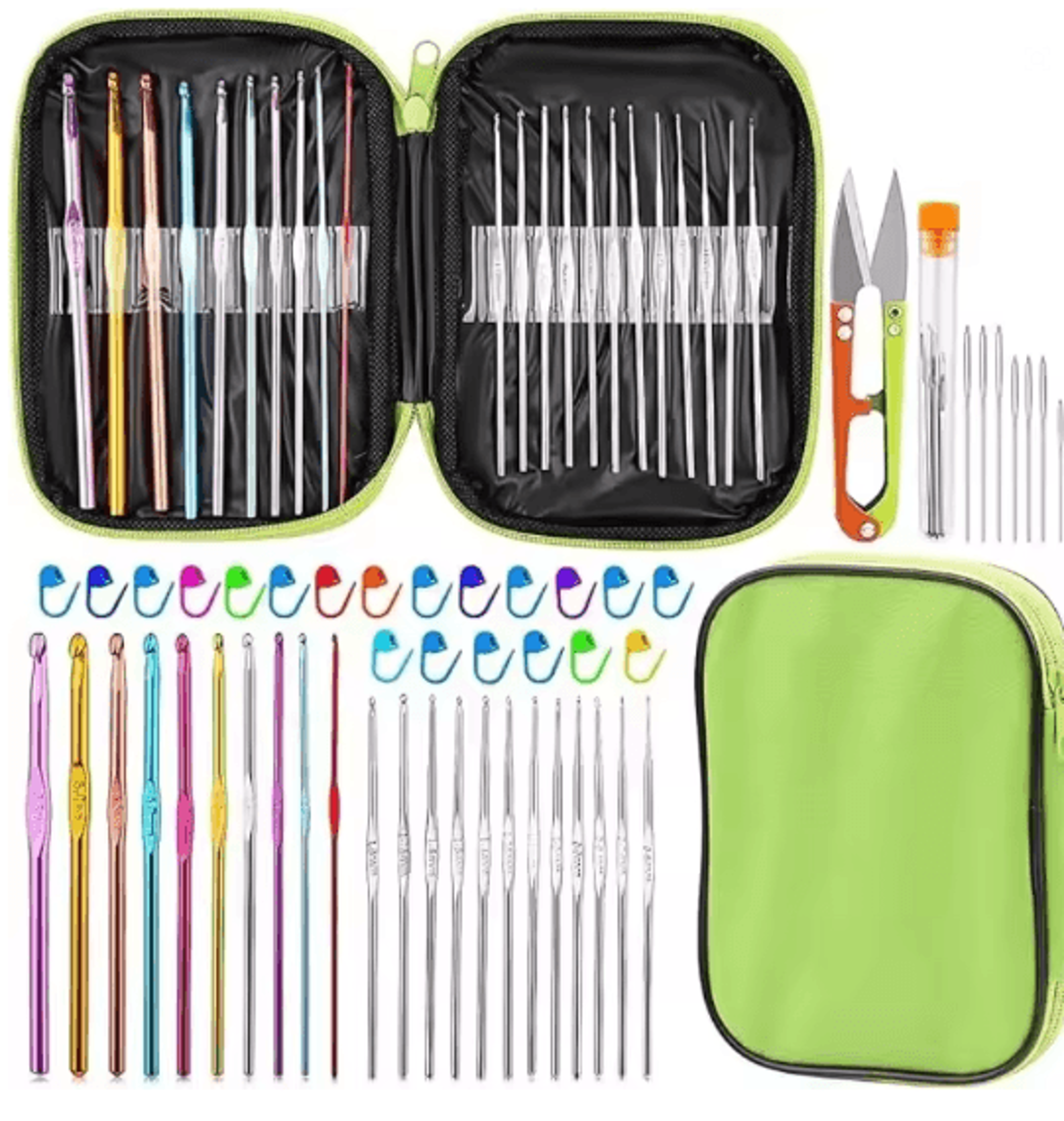 complete crochet hooks set knitting needles kit with storage case