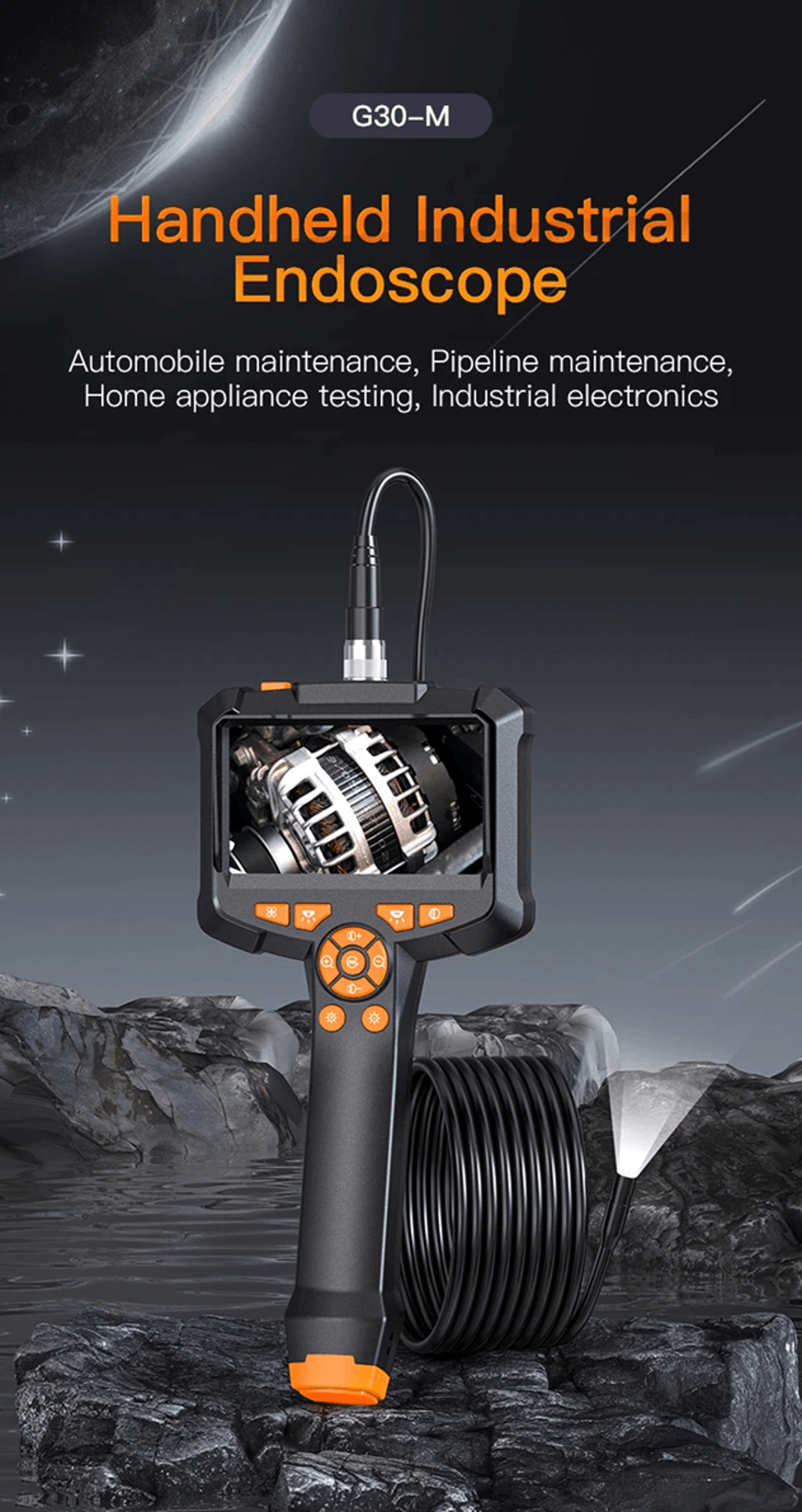 hd industrial endoscope camera with 4.3 inch ips screen and waterproof borescope