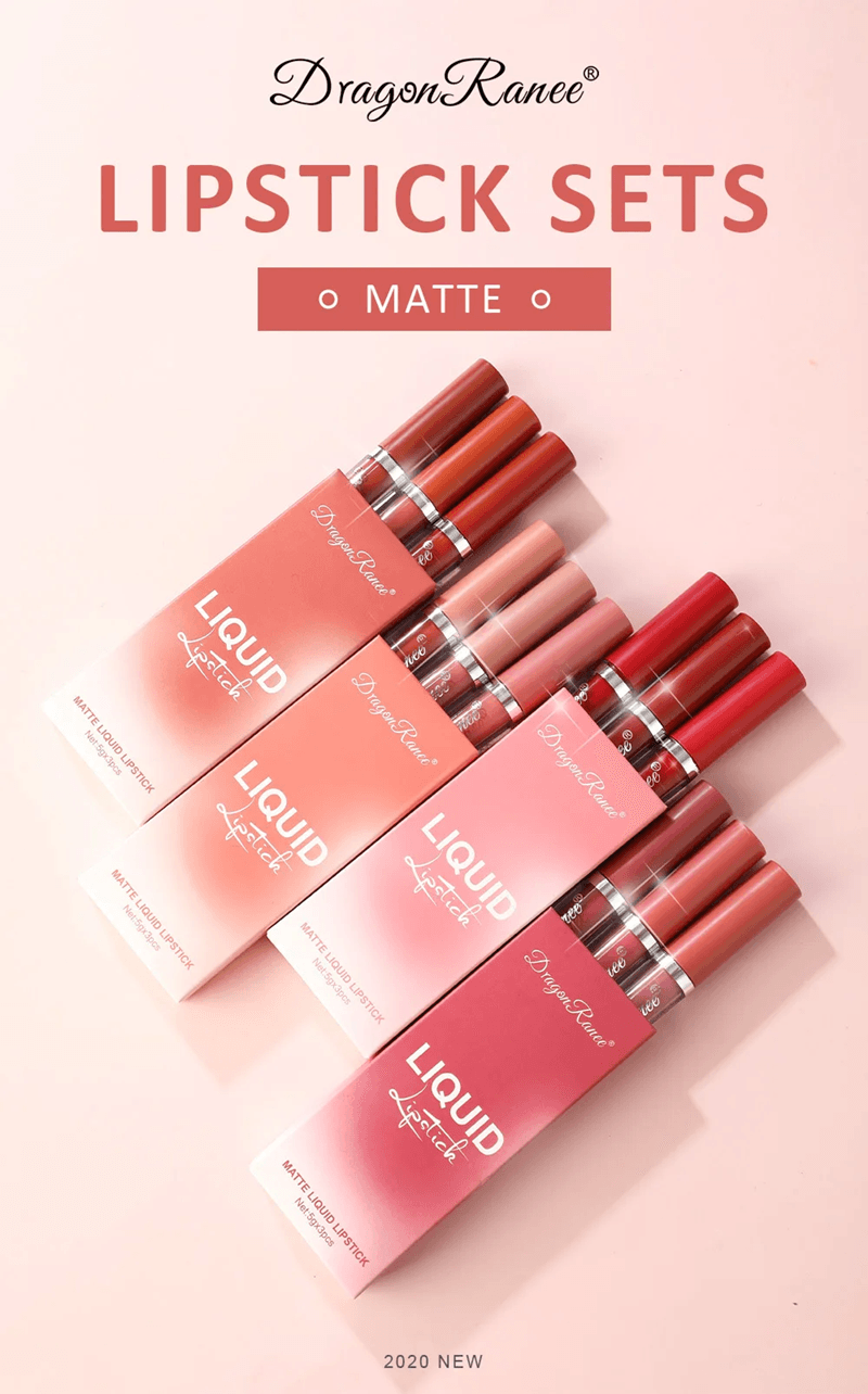 3 Piece Long Lasting Liquid Lipstick Set Matte Waterproof Finish