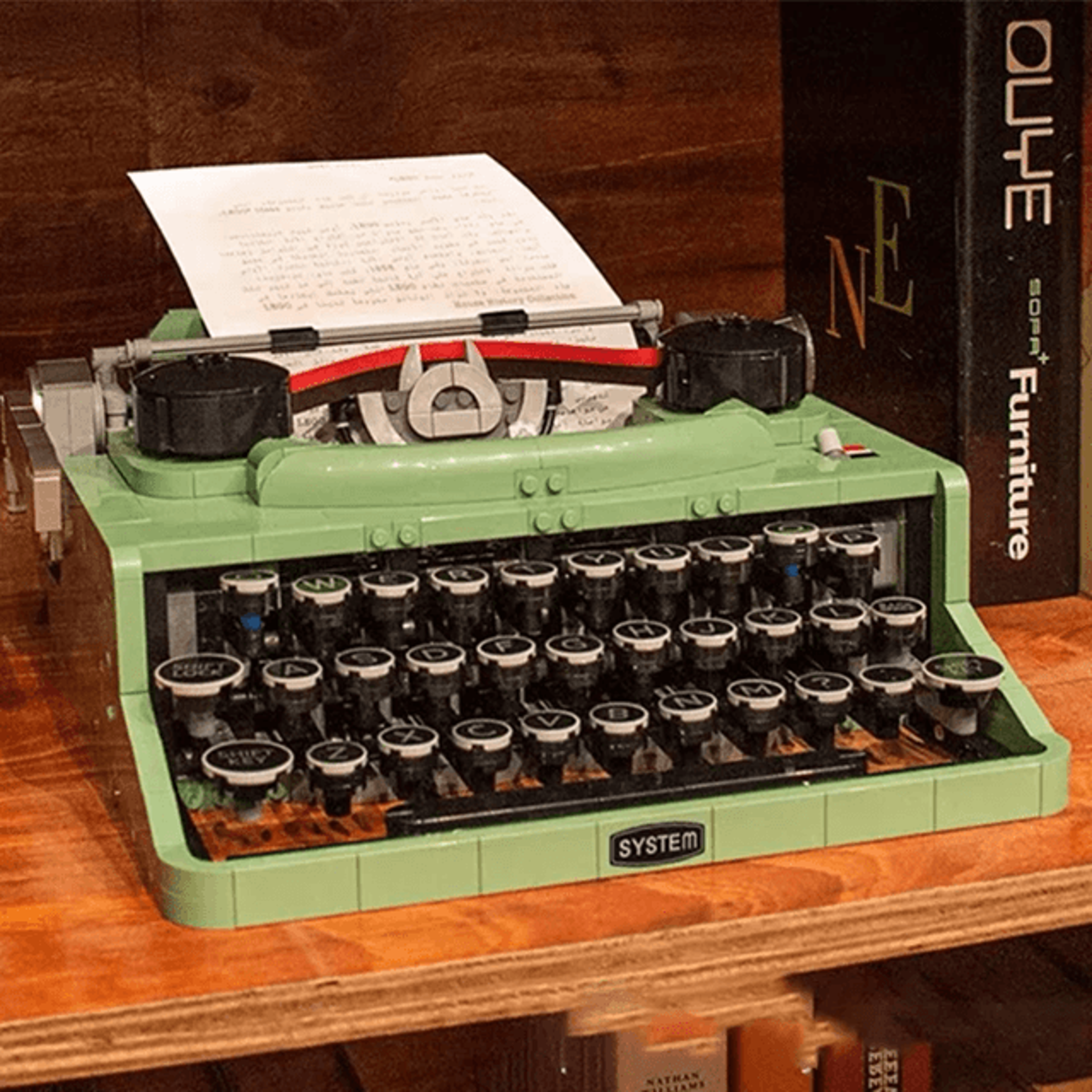 Retro Typewriter Building Blocks Set Collectible Display Model for Adults