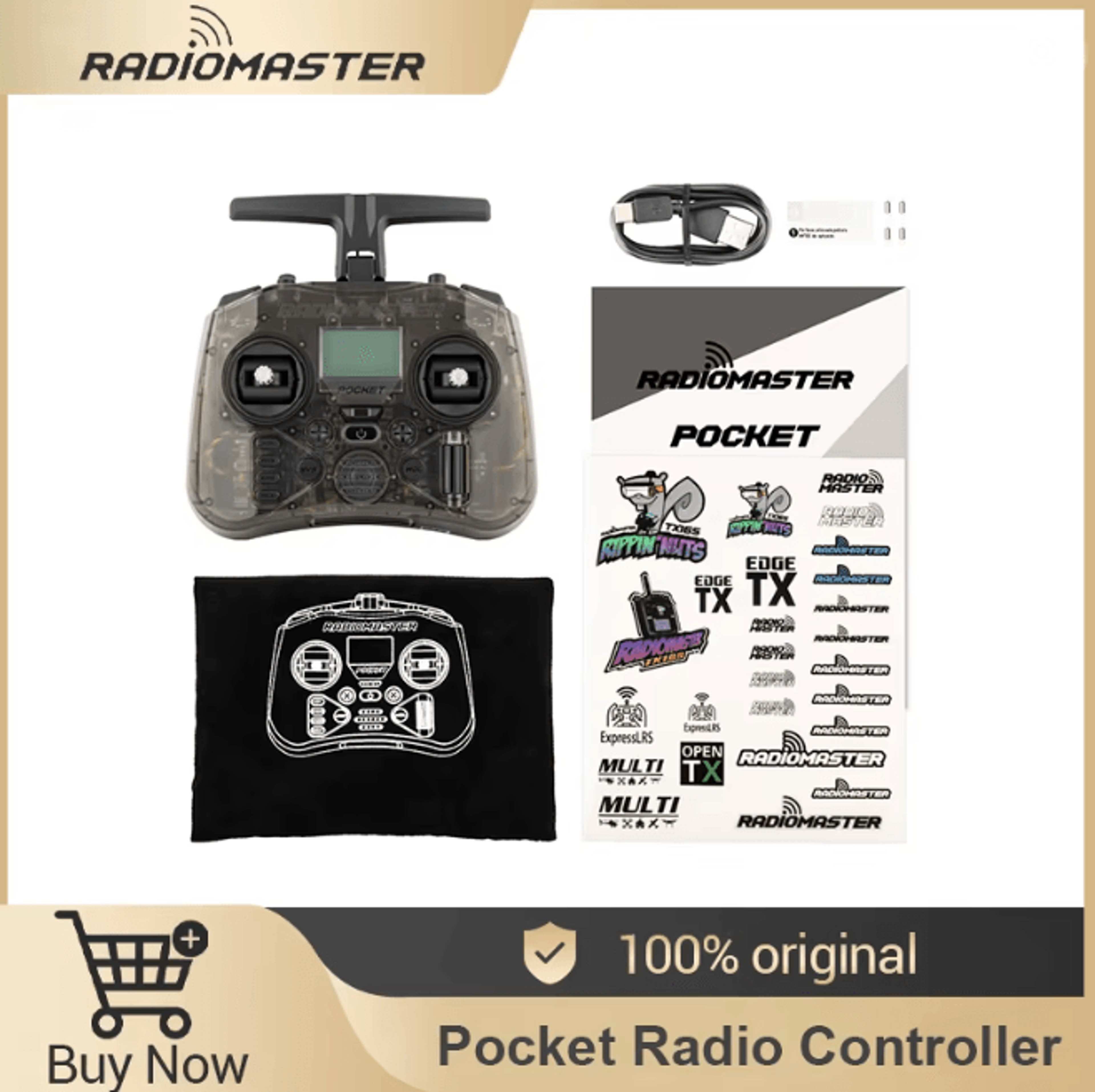 Radiomaster Pocket Hall Gimbal RC Transmitter with Foldable Antenna