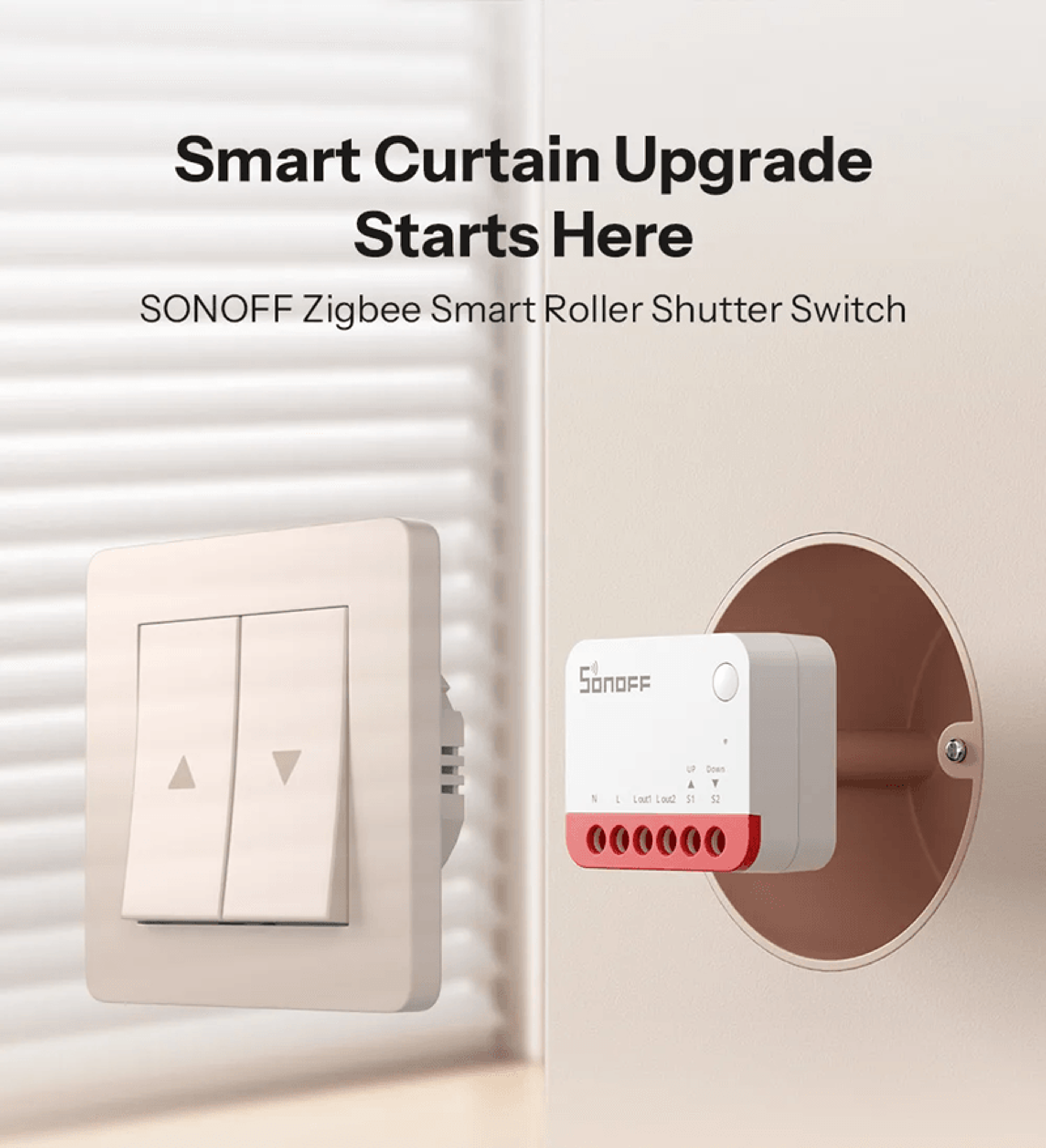 SONOFF MINI ZBRBS Zigbee Smart Roller Shutter Switch for Automated Curtains