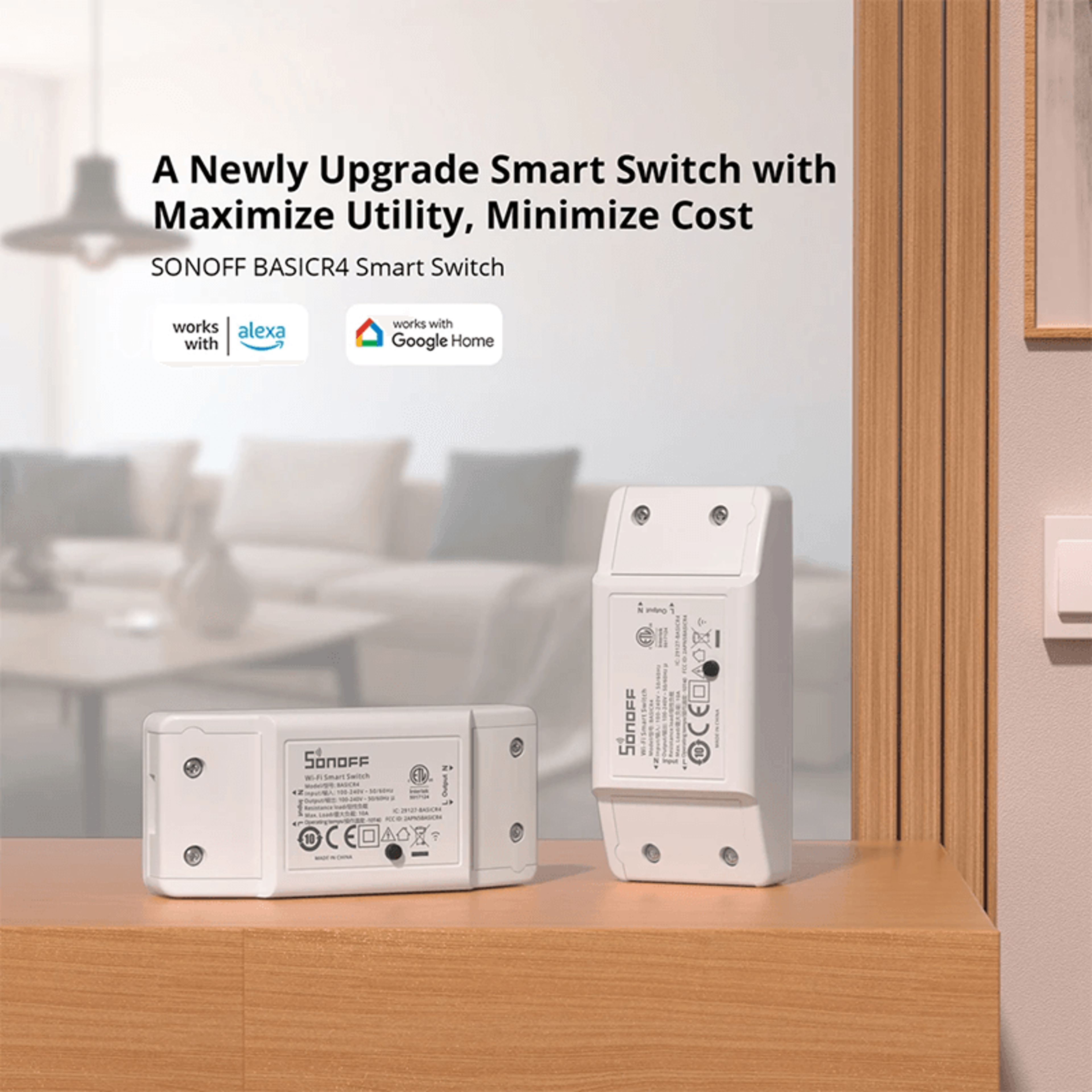 sonoff basicr4 wifi smart switch with alexa google and ewelink control