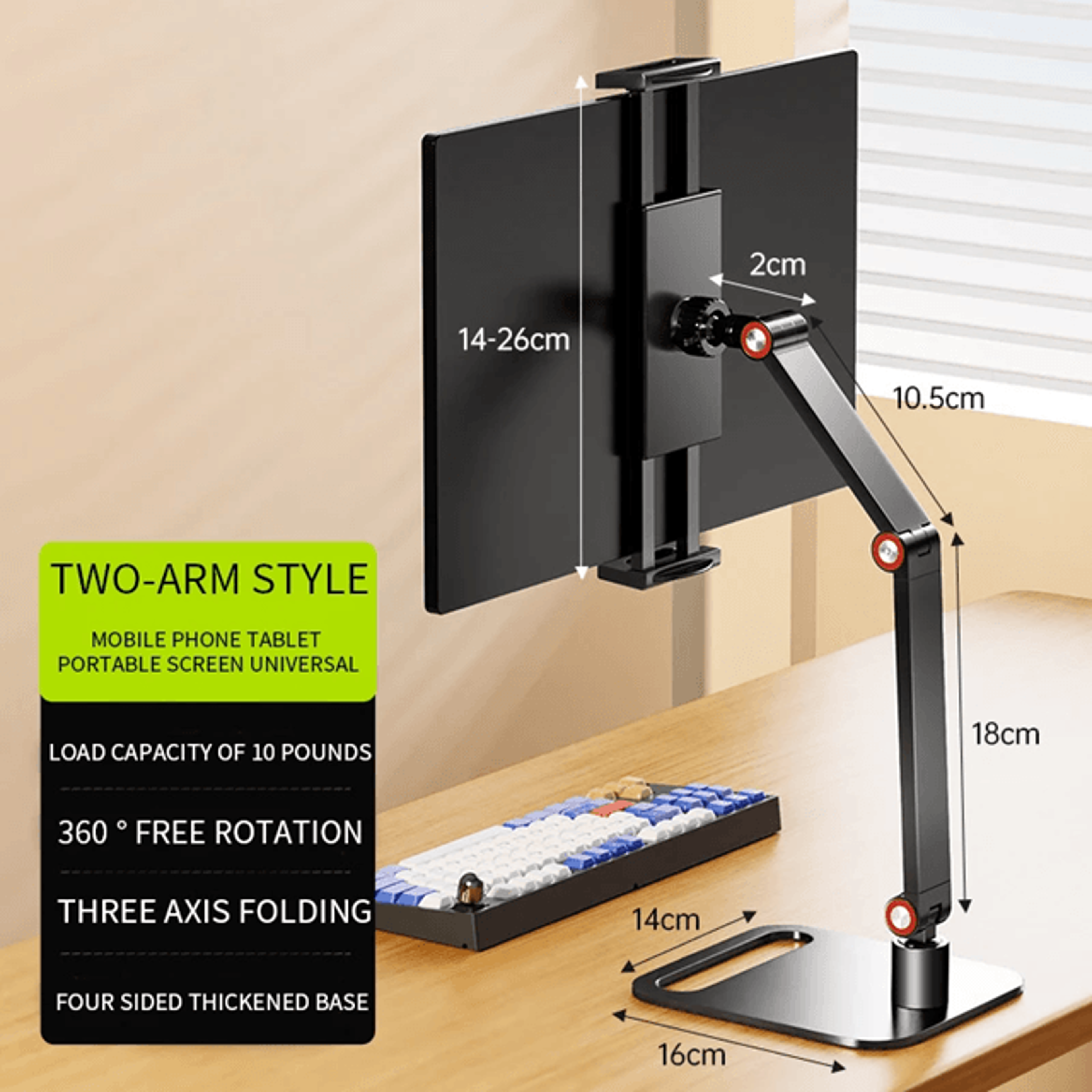 adjustable portable monitor stand with 360 swivel vesa mount and desktop clamp
