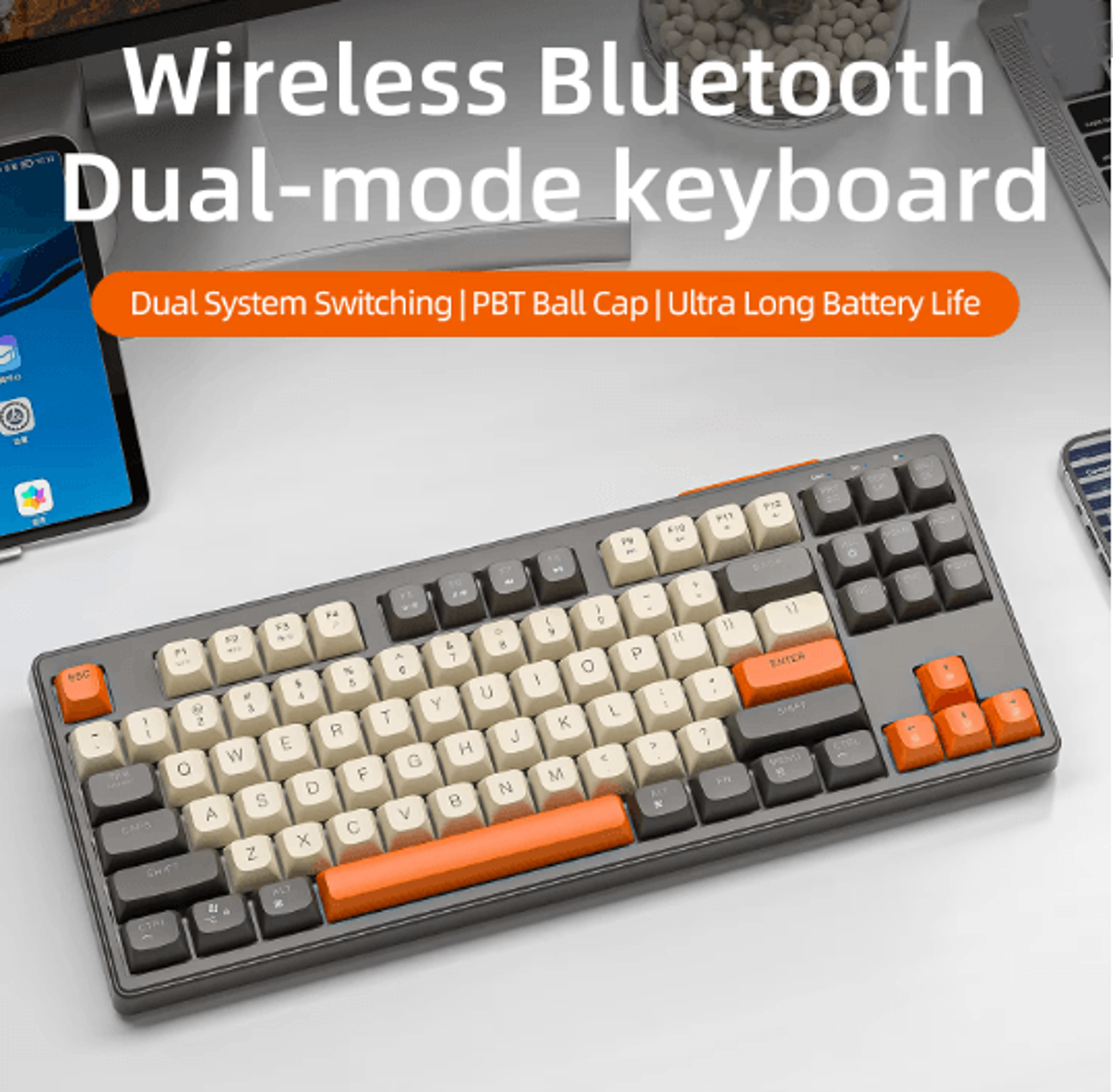 M87 Wireless Gaming Keyboard 87 Keys Bluetooth RGB Mechanical Style