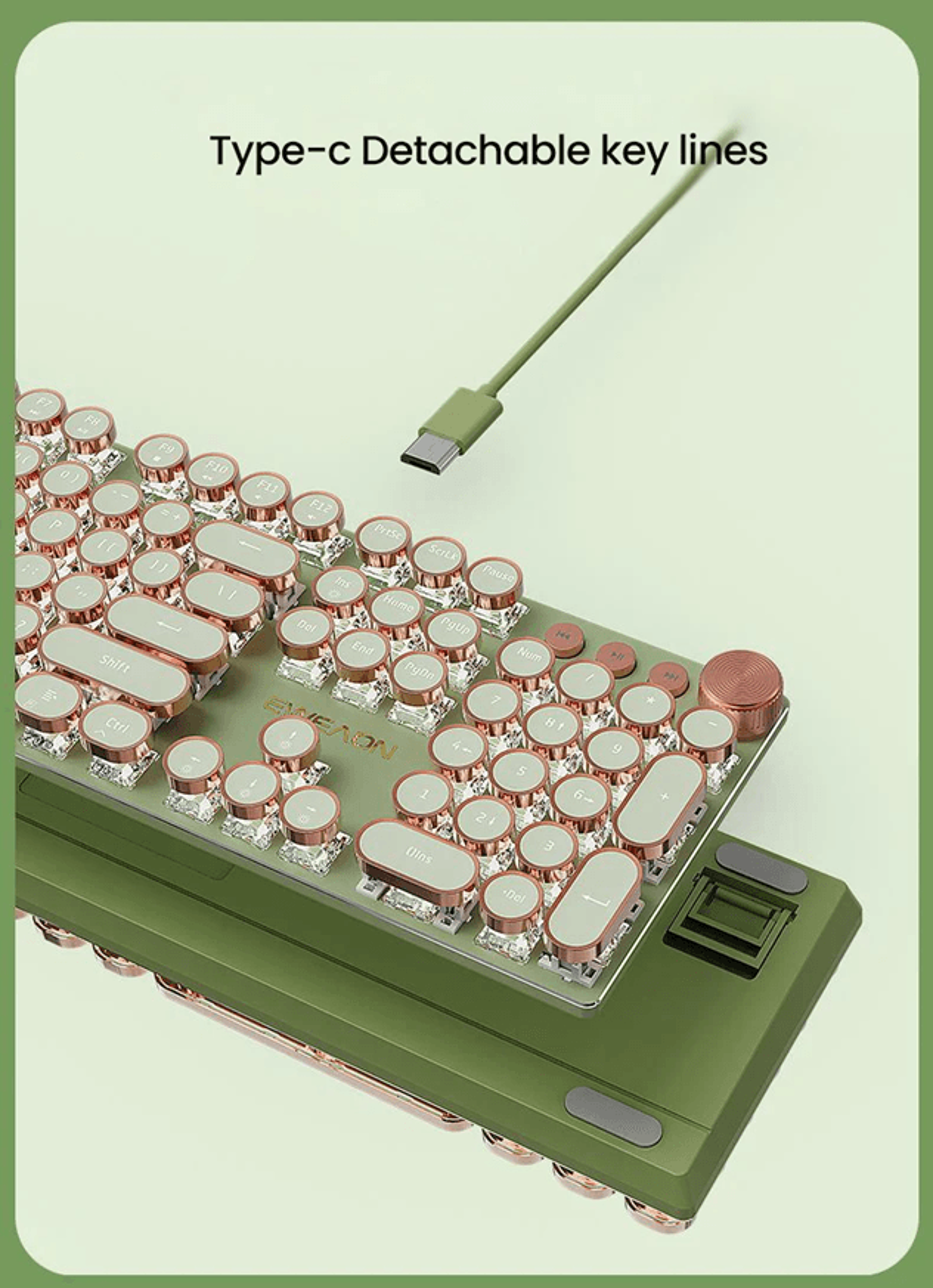 EWEADN V20 Typewriter Mechanical Gaming Keyboard with LED Backlit 104 Keys