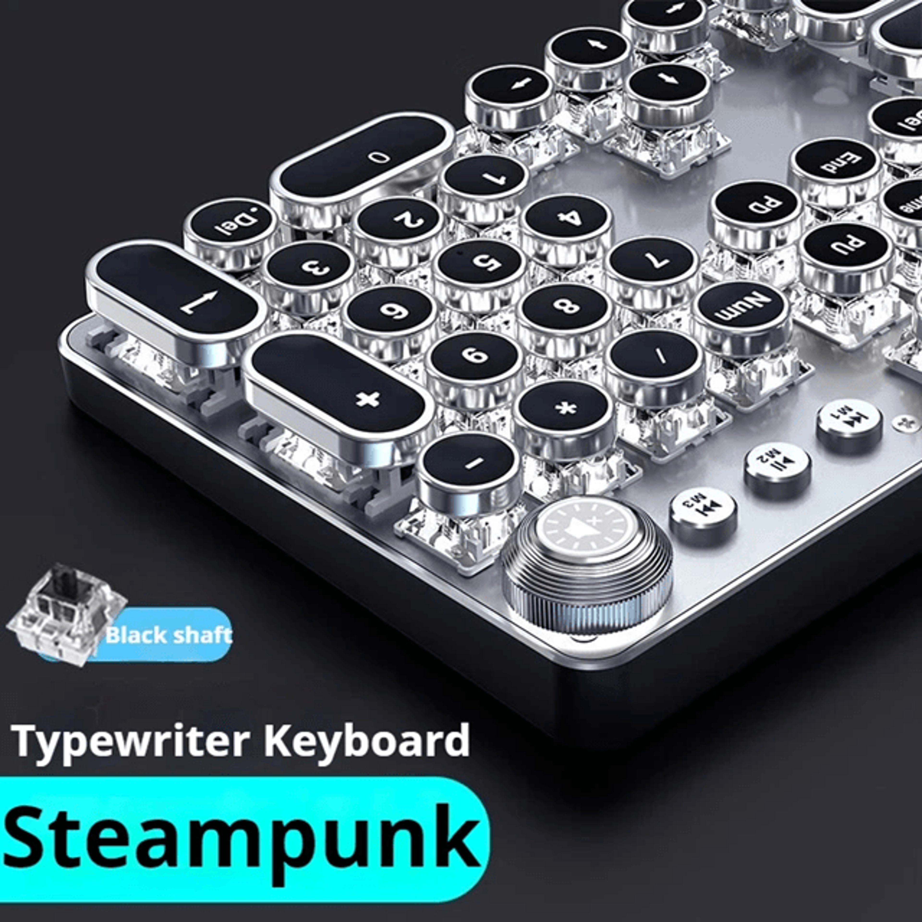 EWEADN Retro Typewriter Mechanical Gaming Keyboard All Metal 104 Key USB Wired