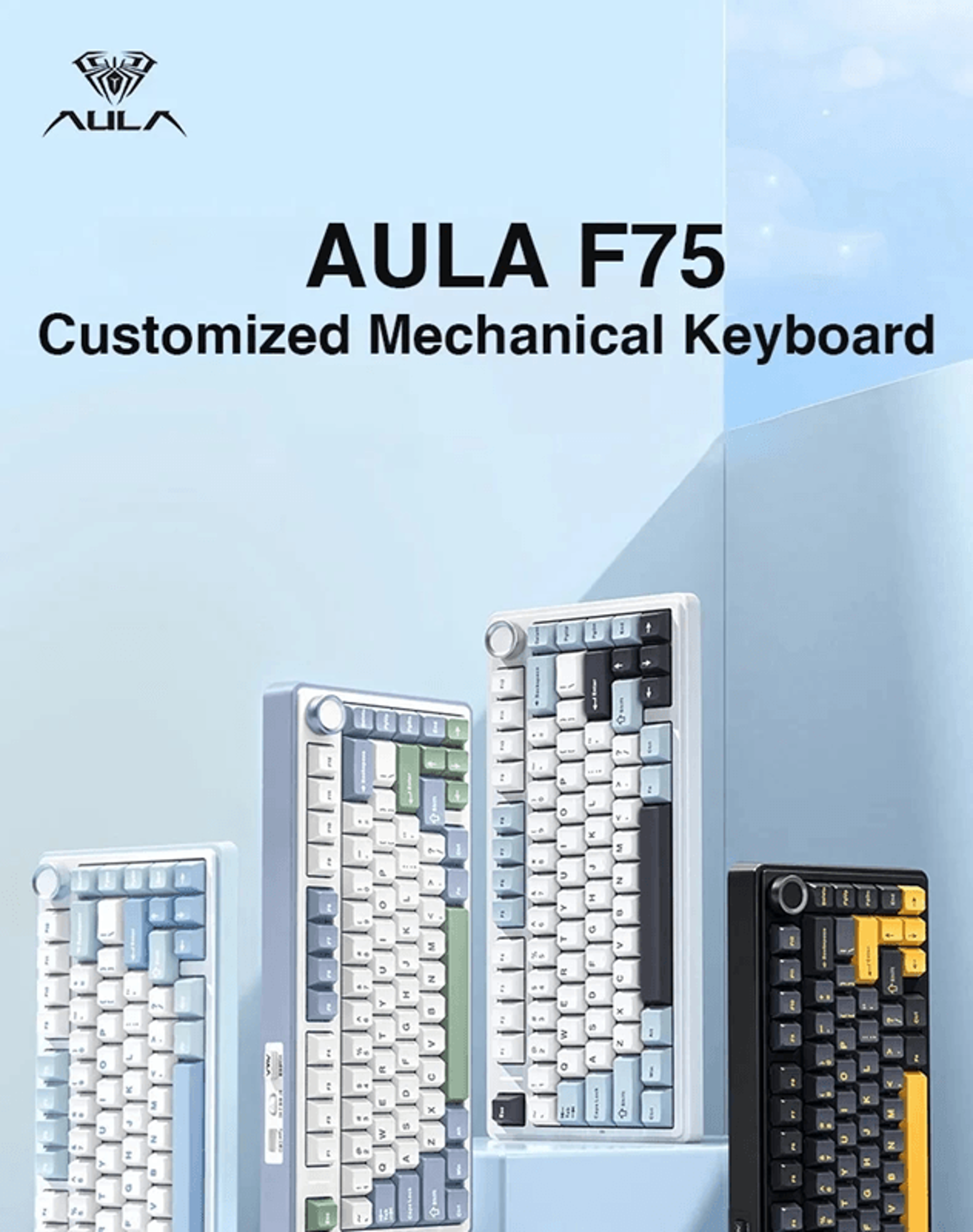 aula f75 wireless rgb mechanical keyboard 75 percent gasket gaming layout