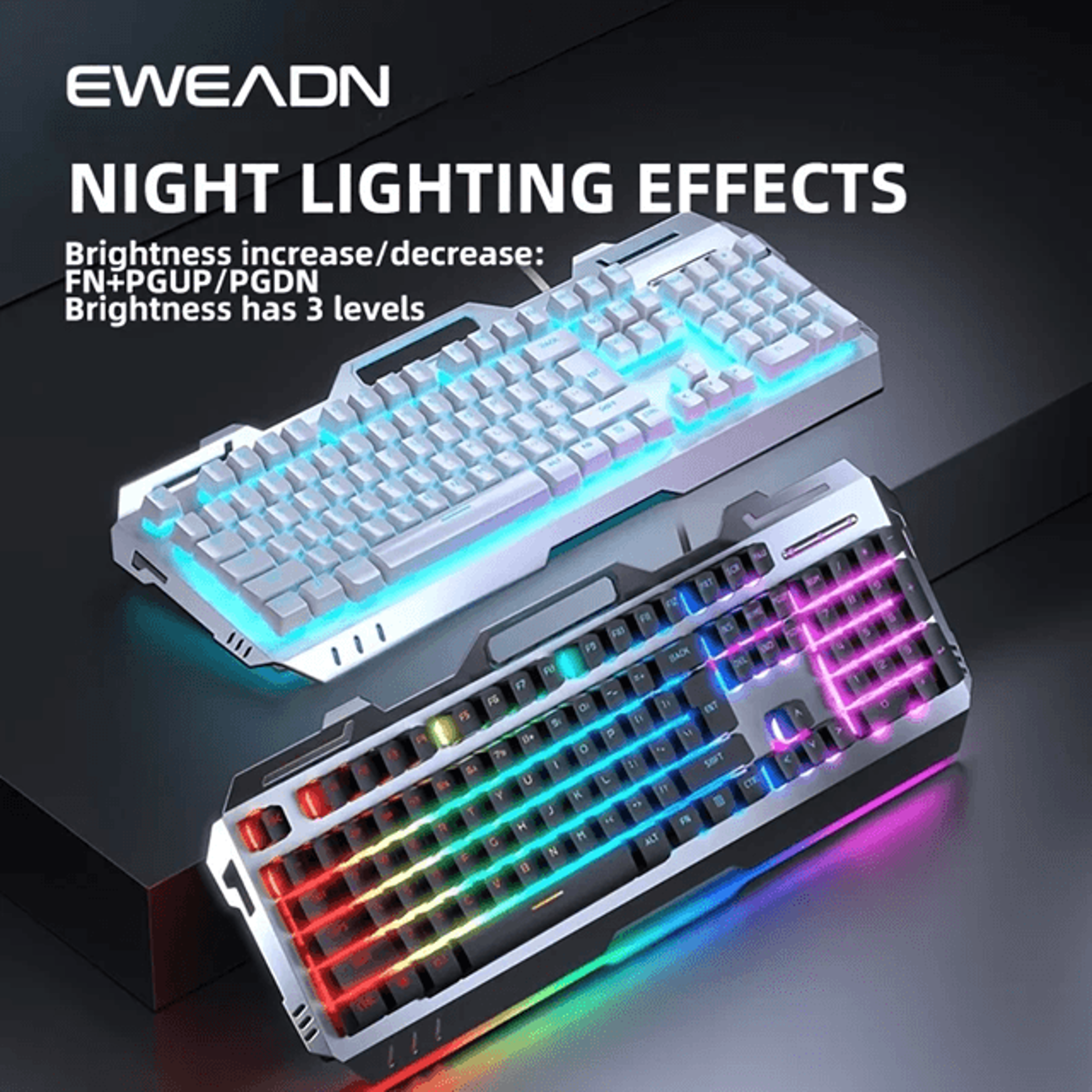 EWEADN GX80Z Silent Gaming Keyboard 104 Key Wired All Metal Backlit