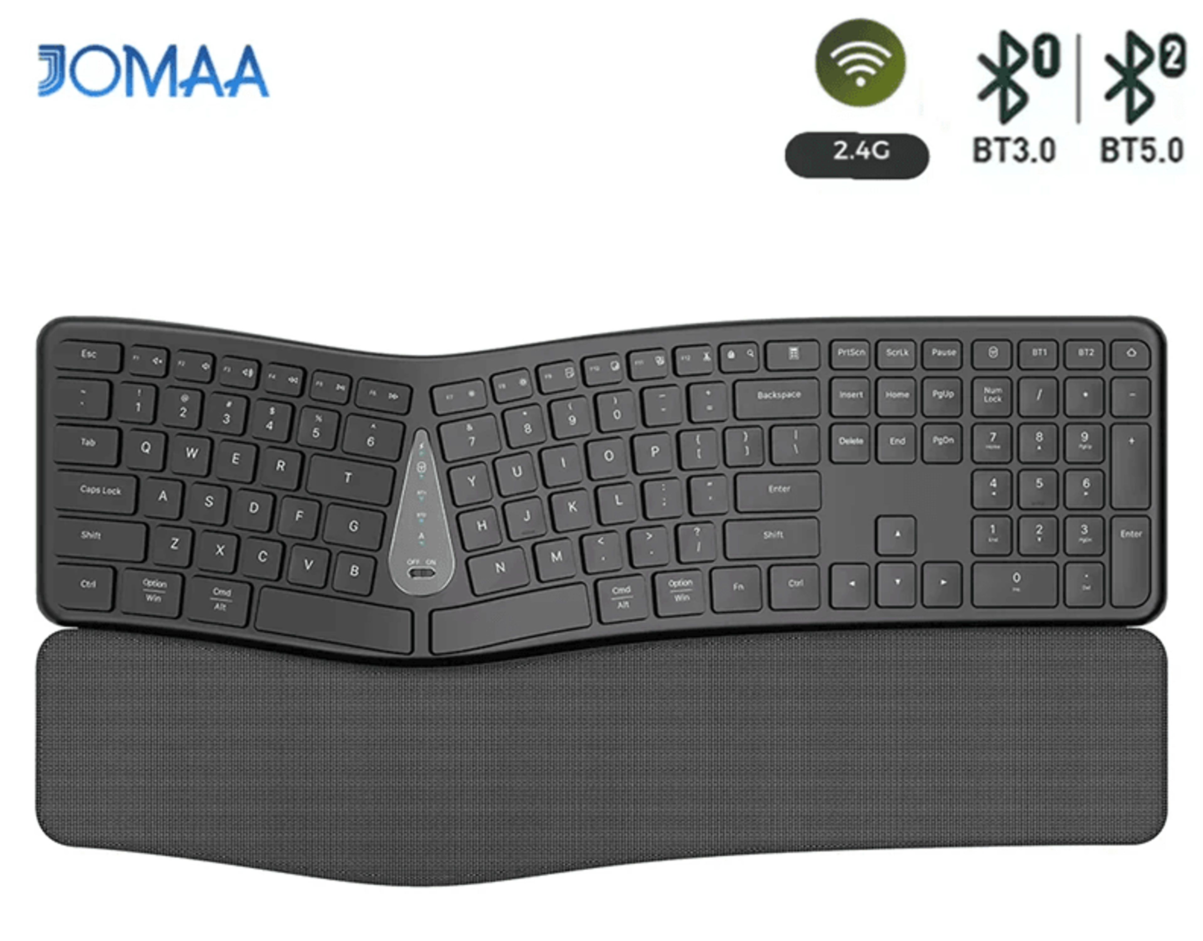 JOMAA Wireless Ergonomic Keyboard with Palm Rest Full Size Split Design