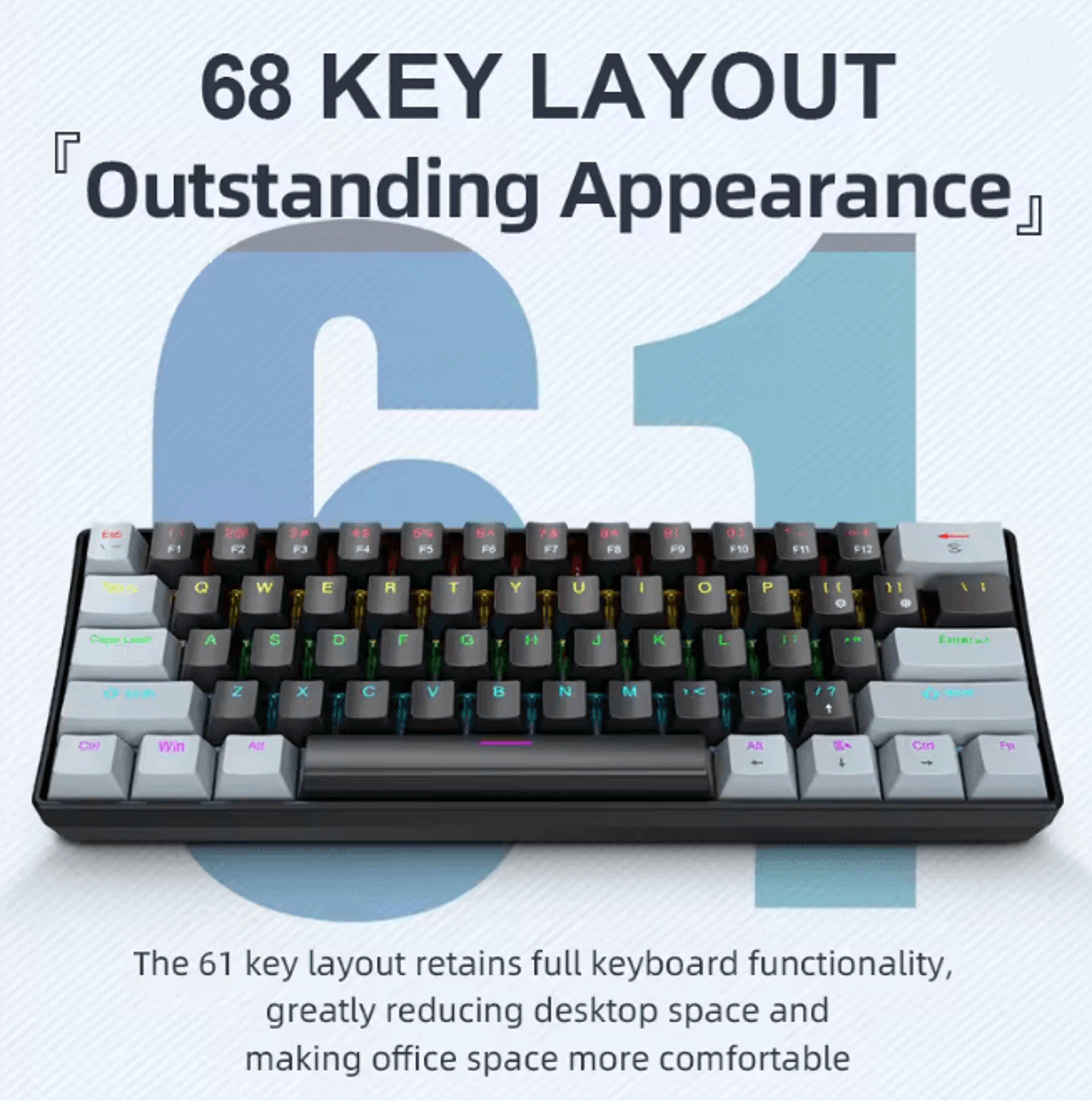 apayado k61 mini mechanical keyboard 60 percent gaming keyboard with rgb