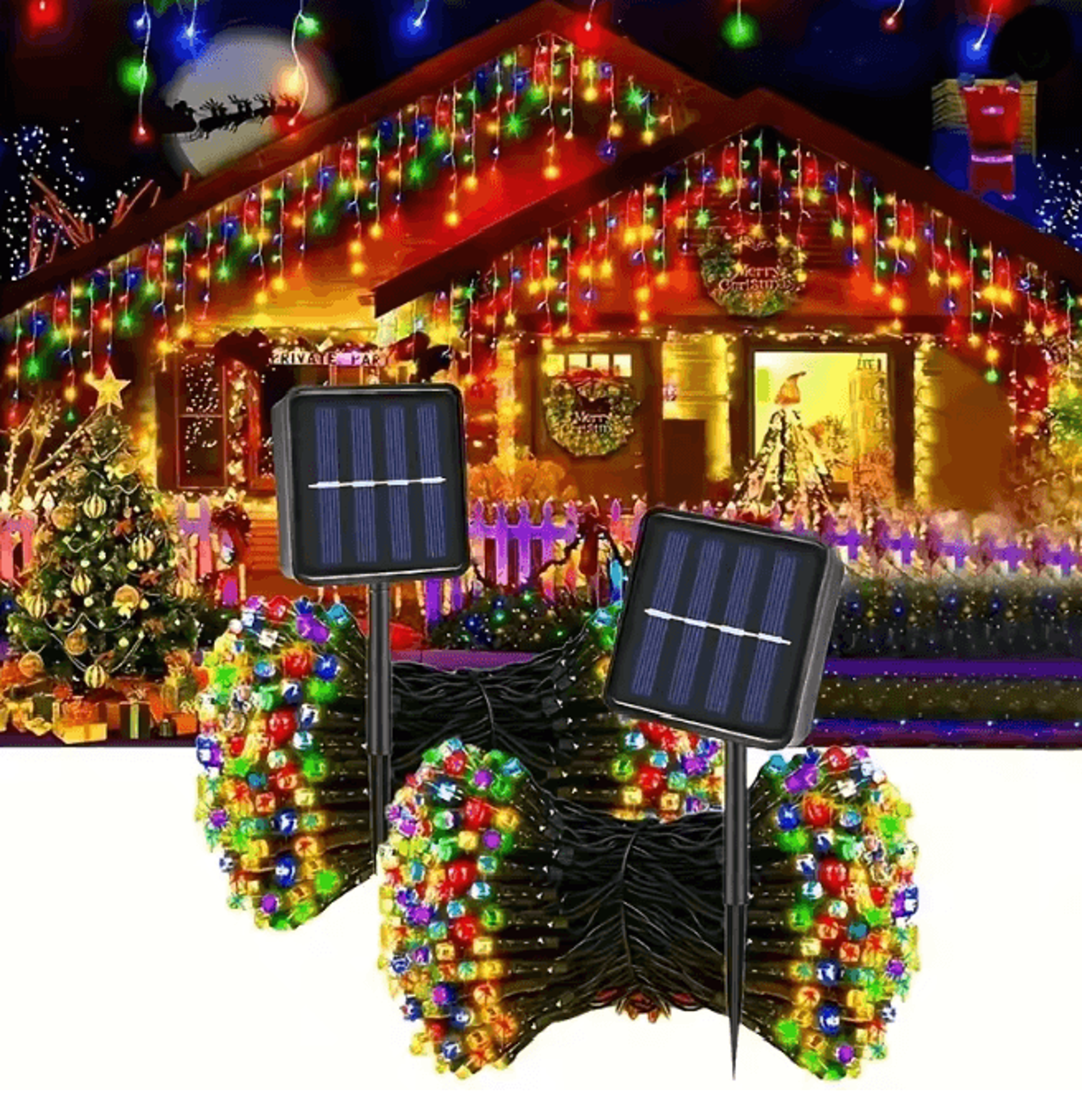 twinkleglow solar string lights for patio and garden