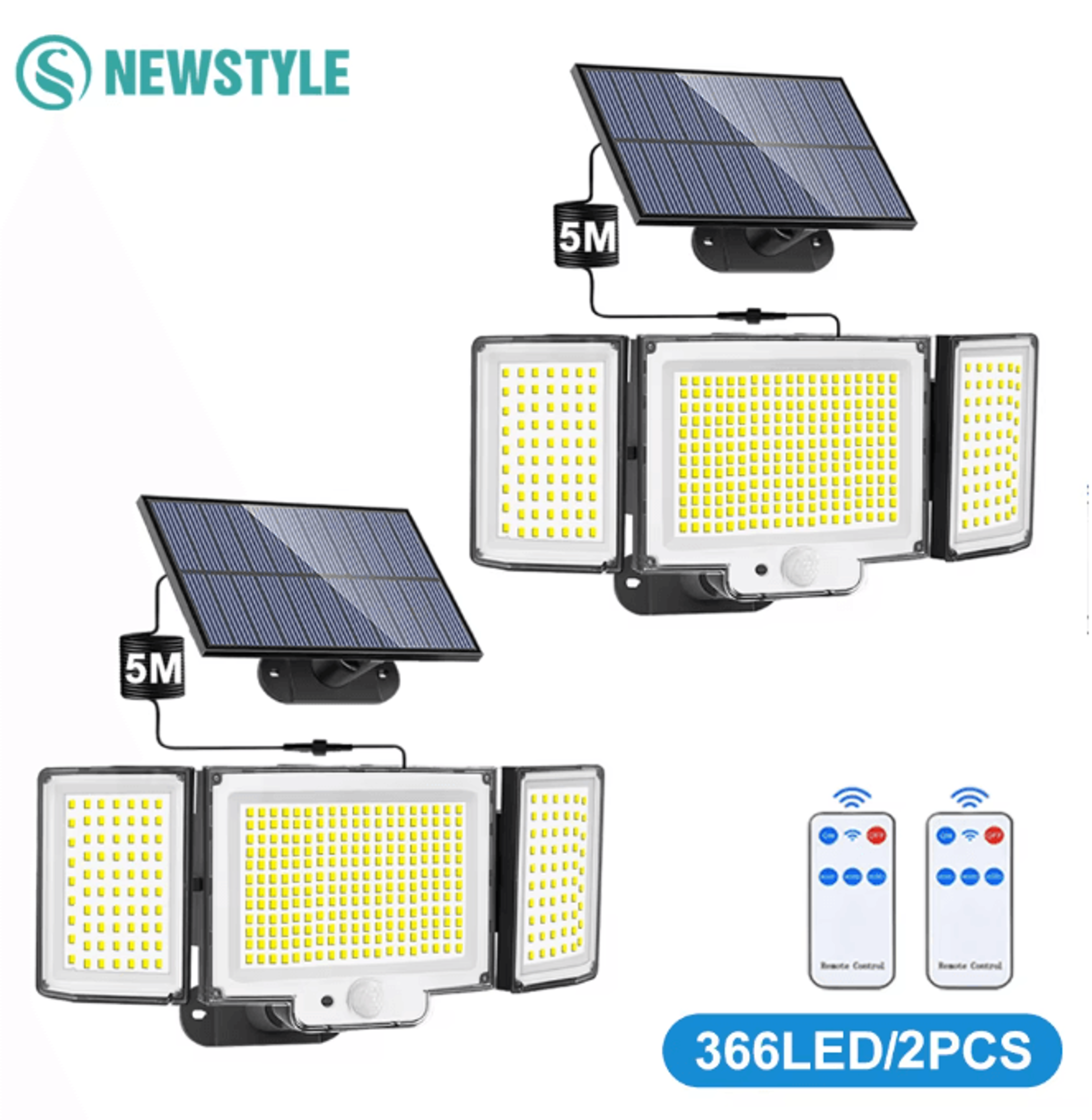 TriBright 366 LED Solar Motion Sensor Flood Light