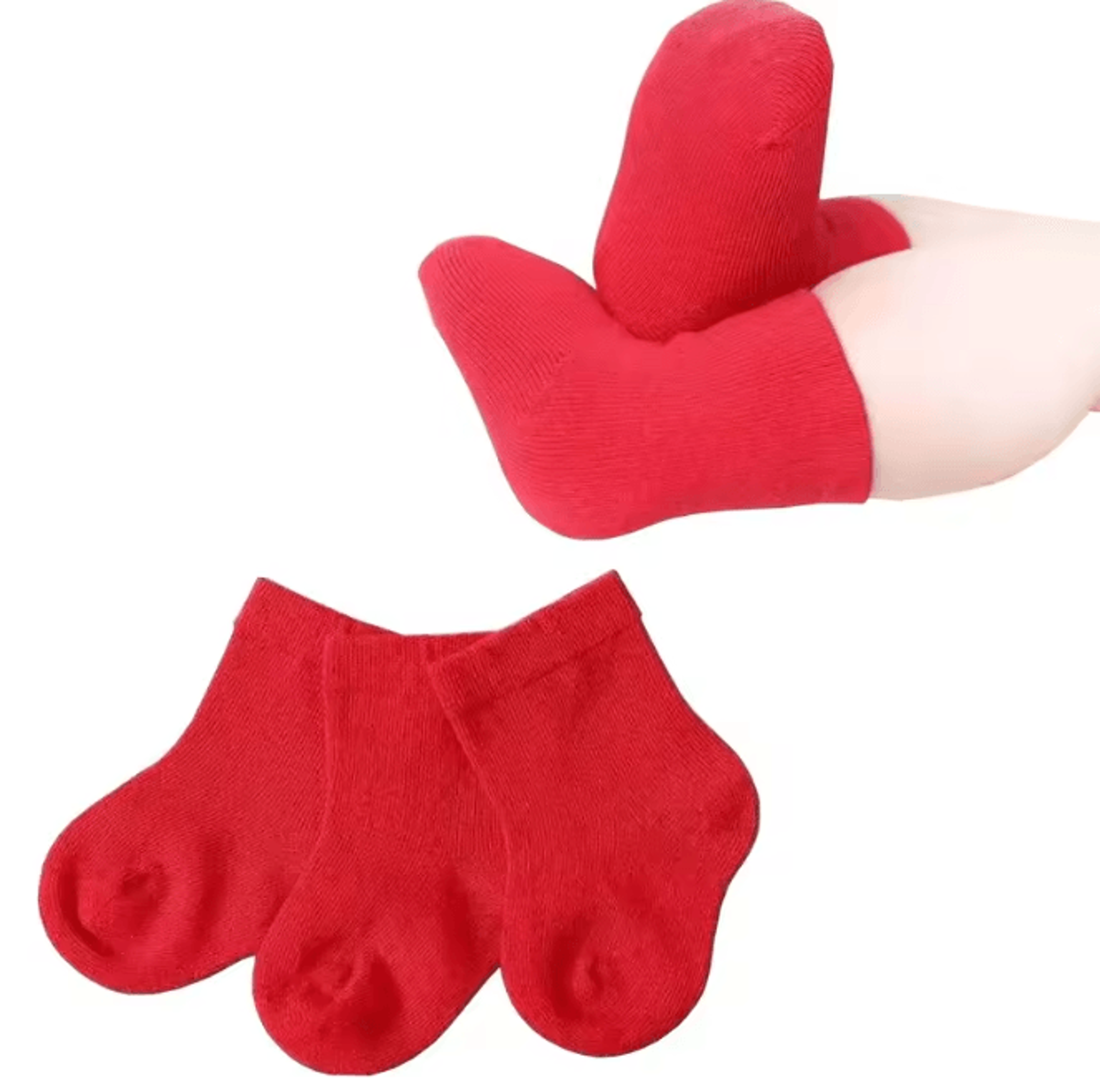 cozycore red baby socks 3 pair set for boys and girls