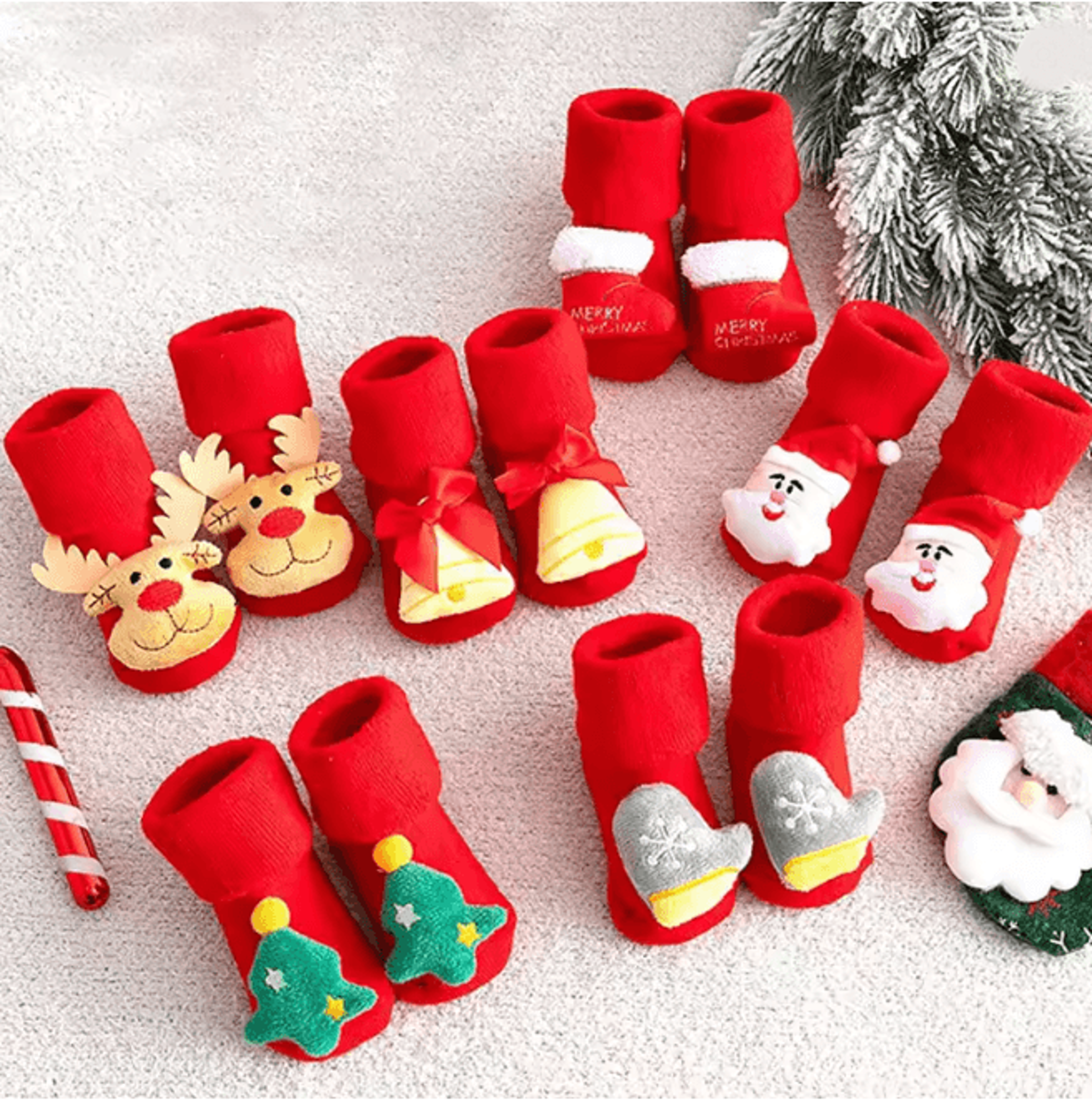 festivegrip baby christmas socks non slip cotton toddler set