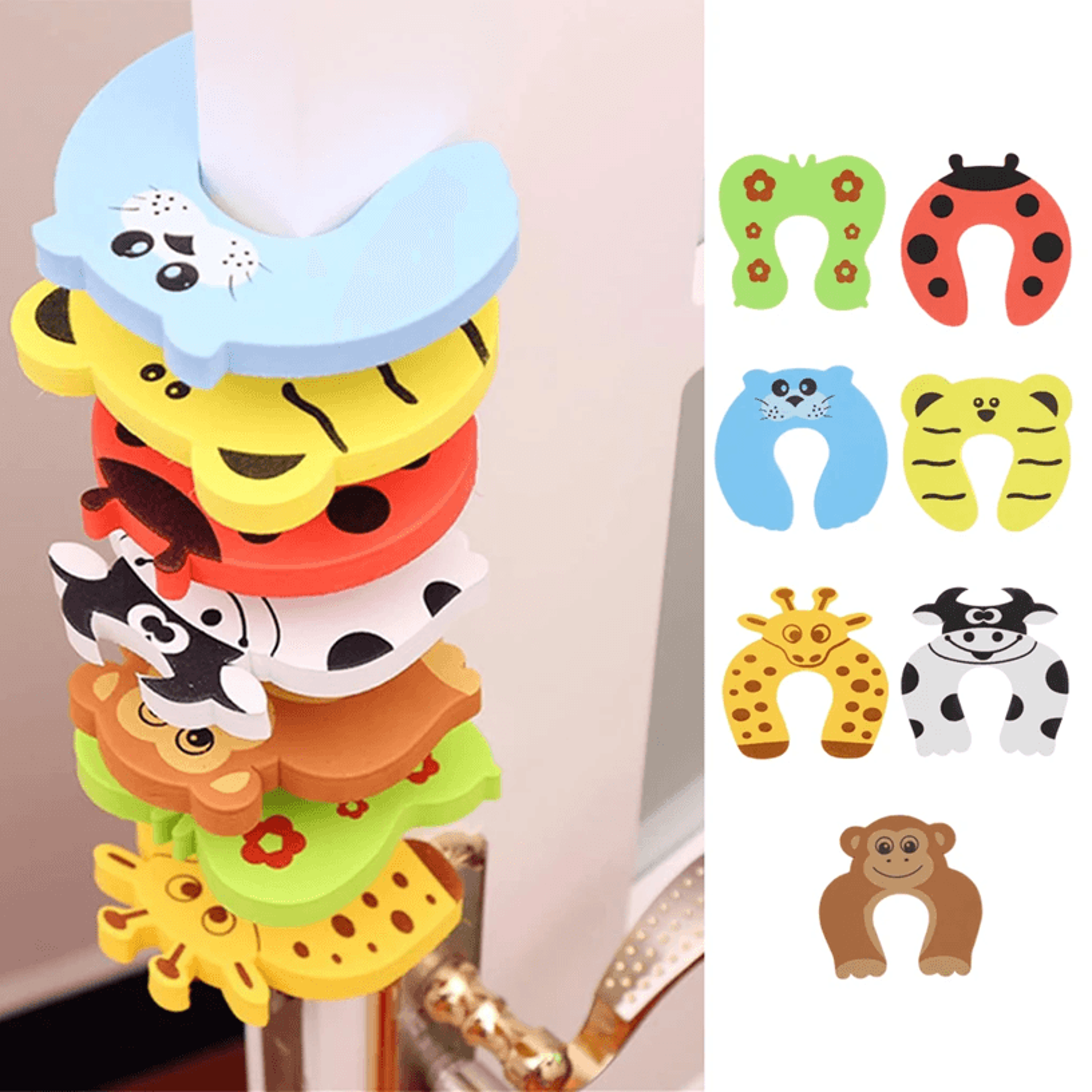 SafePaws Baby Door Stoppers 5 Pack Animal Finger Protector Guards