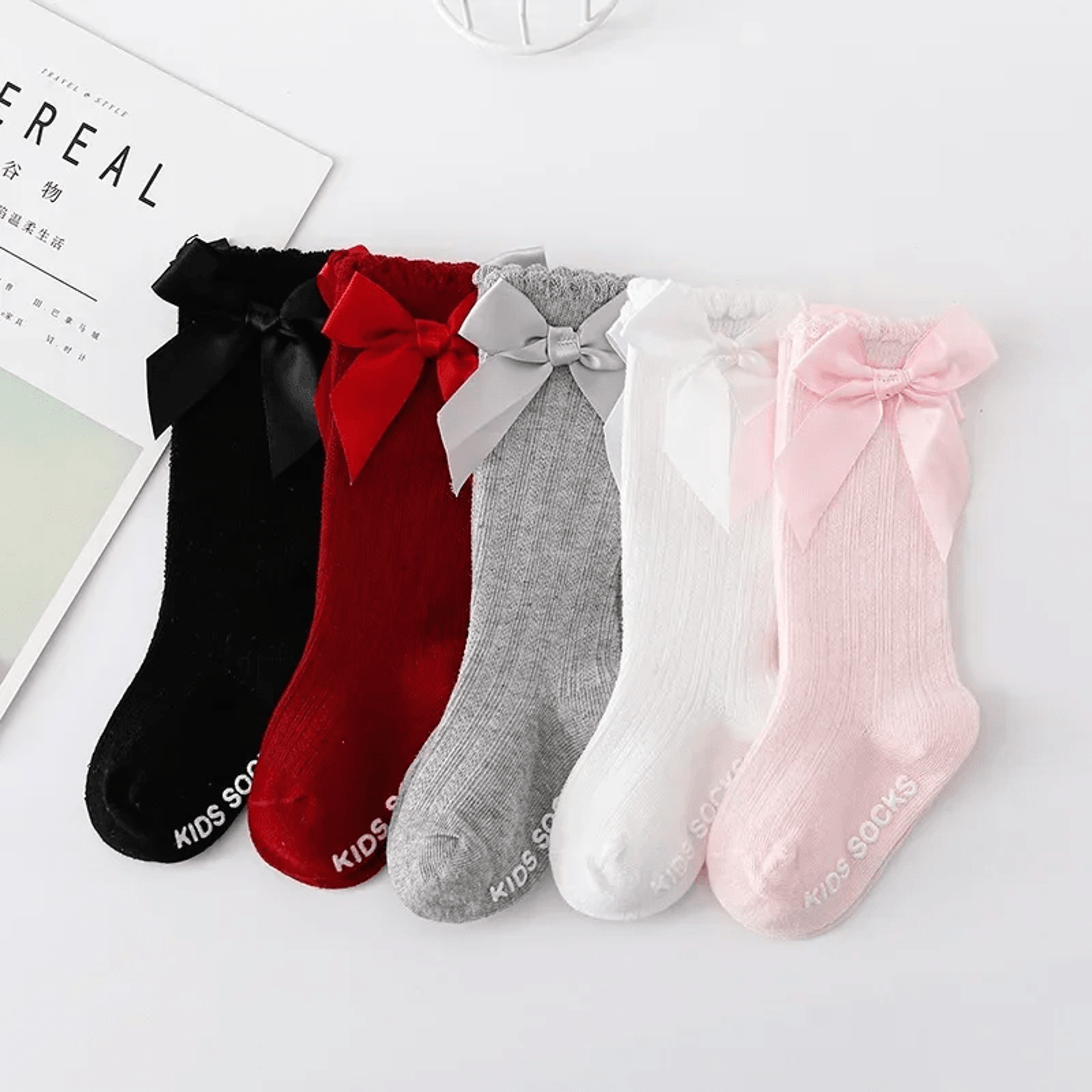 sweetbloom baby girl princess socks cute bow mid length cotton socks