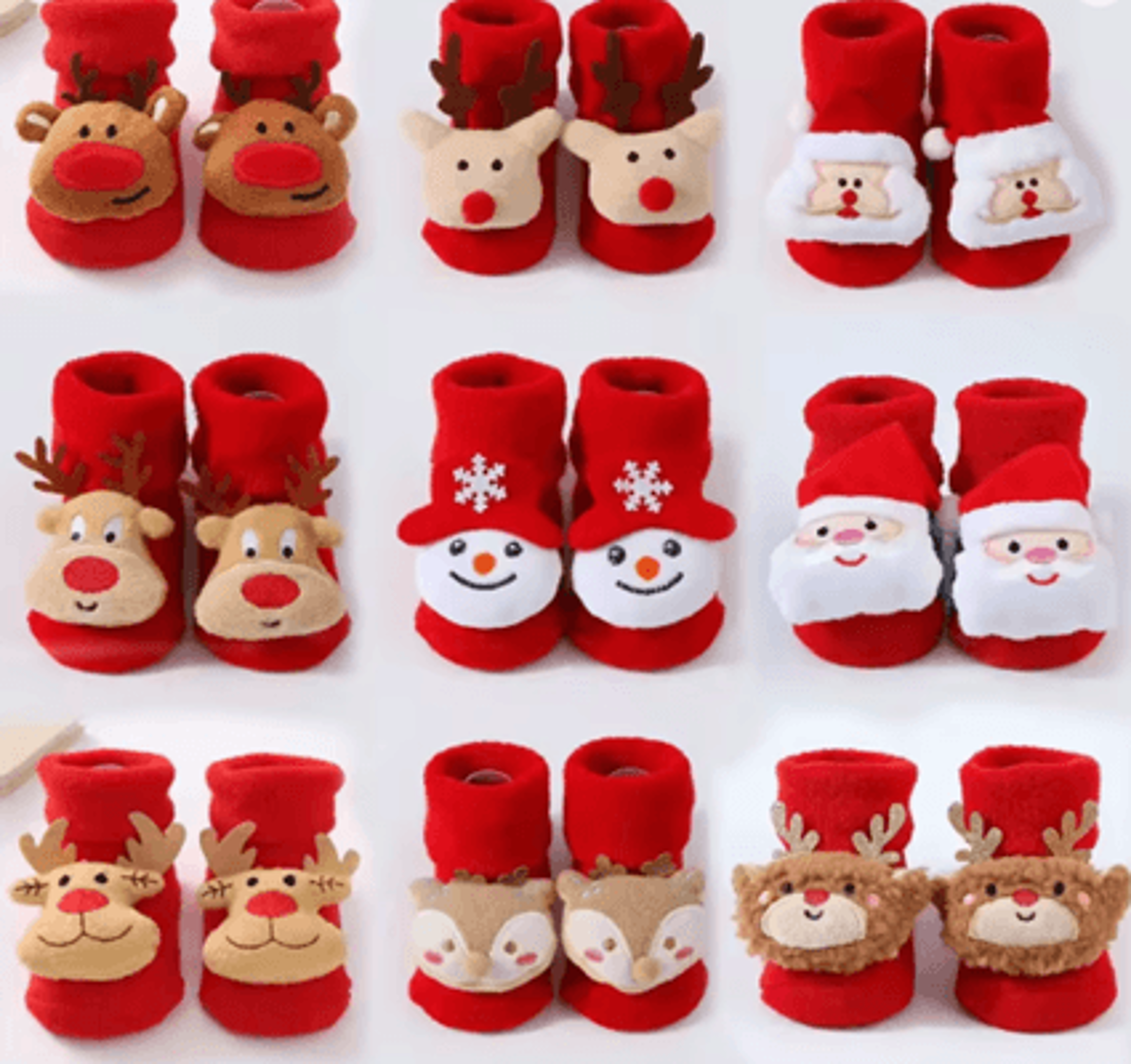 cozy christmas baby floor socks with santa and snowman knit design