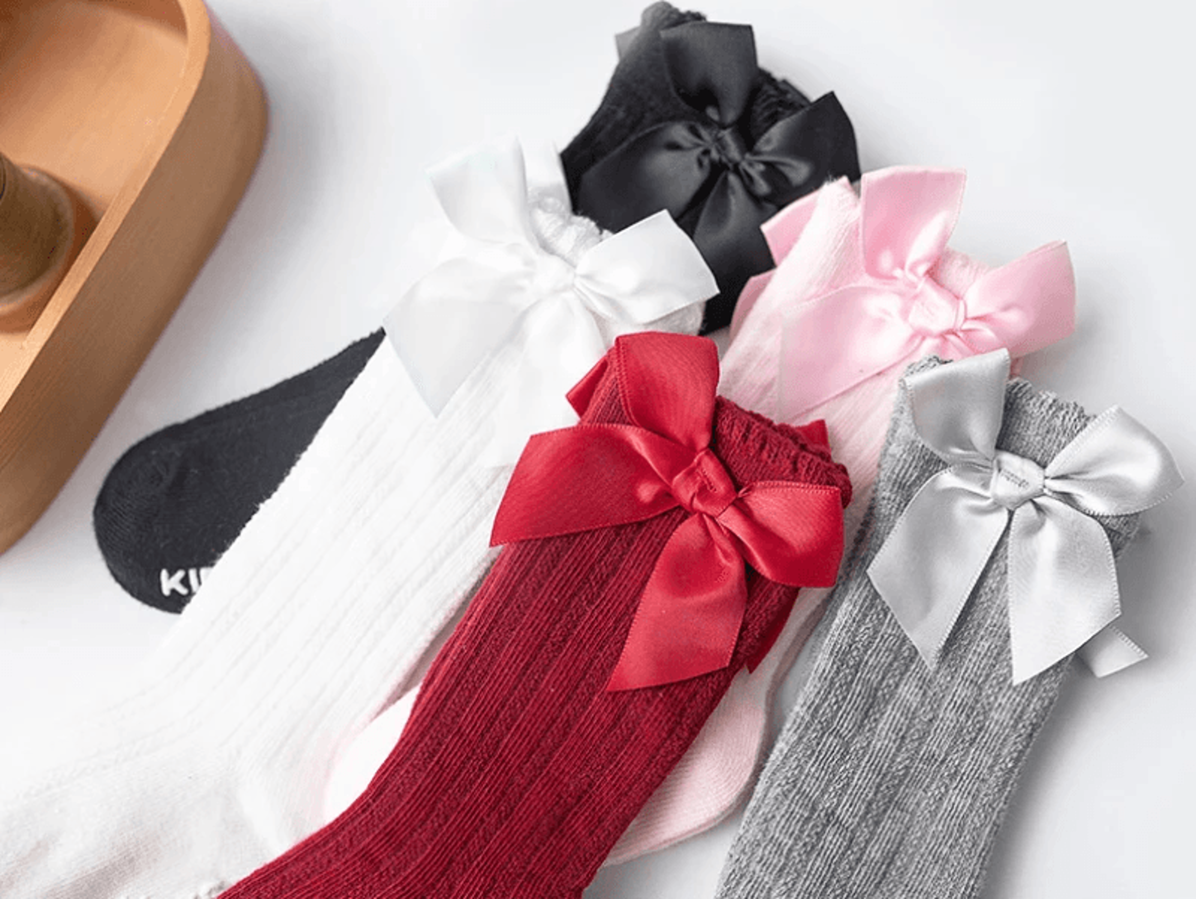 royal bow knee high fishnet socks for girls