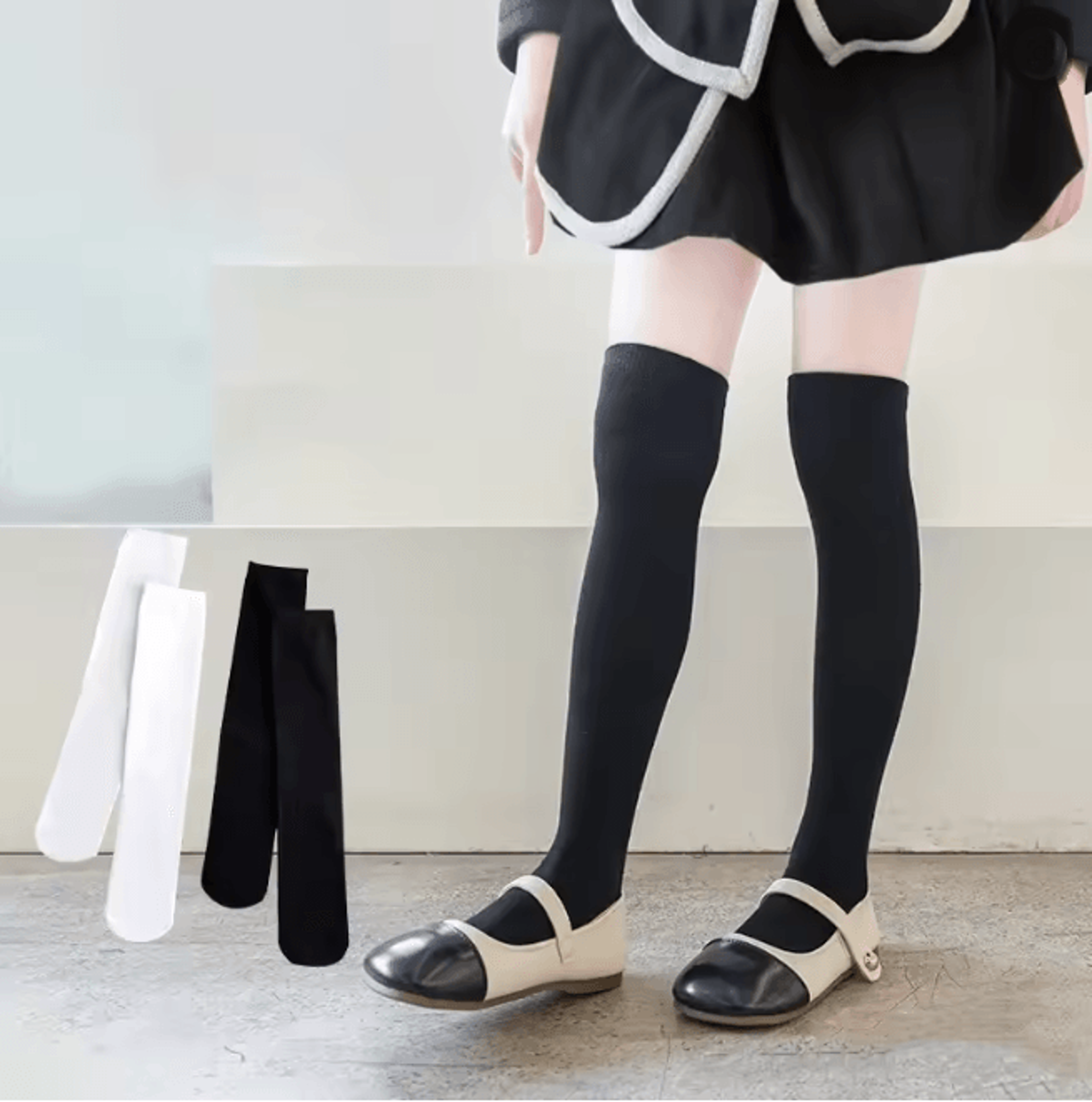 Girls Over Knee Socks Soft Long Student Stockings for Kids 1 to 12 Years