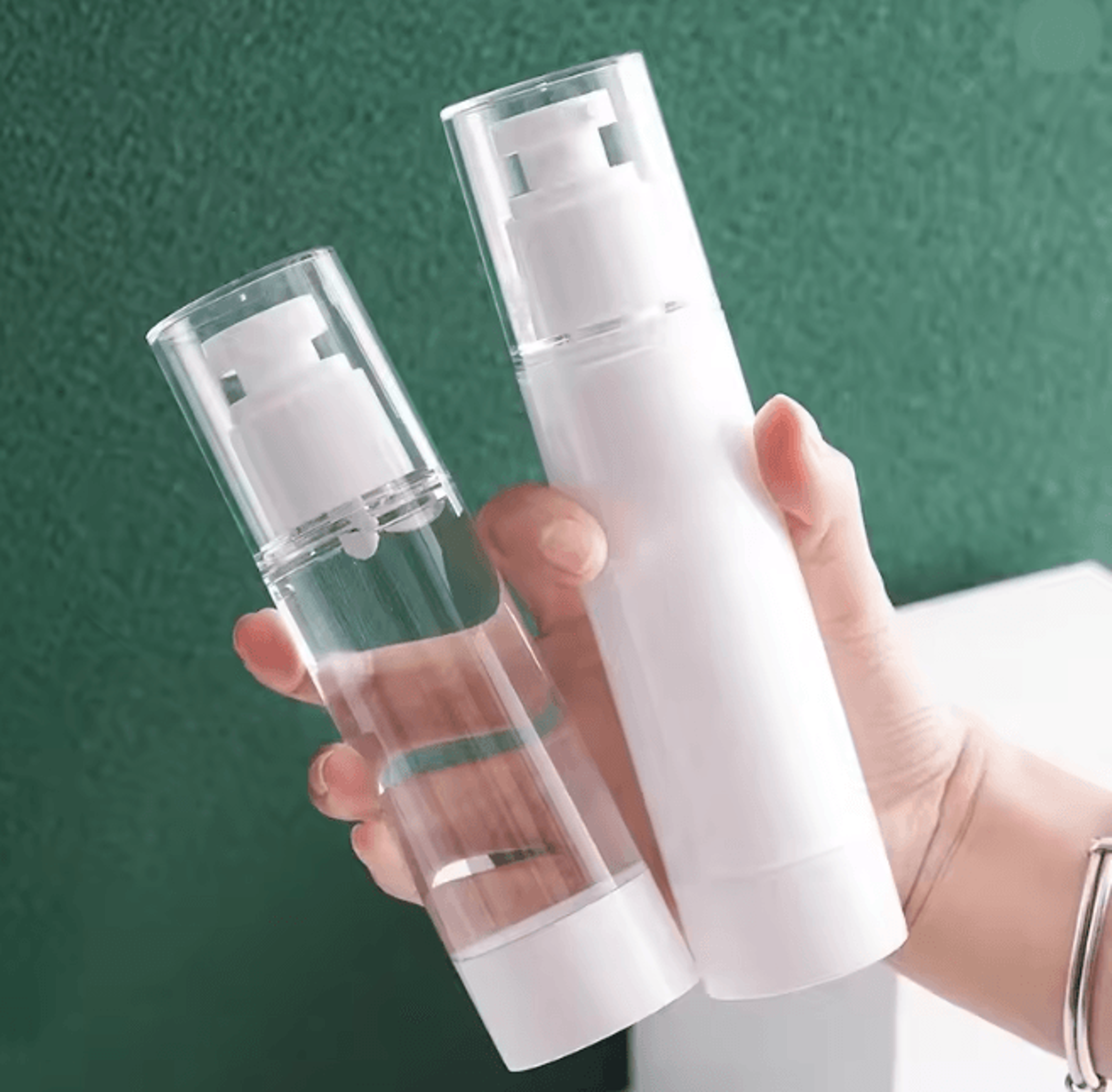clear airless pump bottle travel size cosmetic cream dispenser