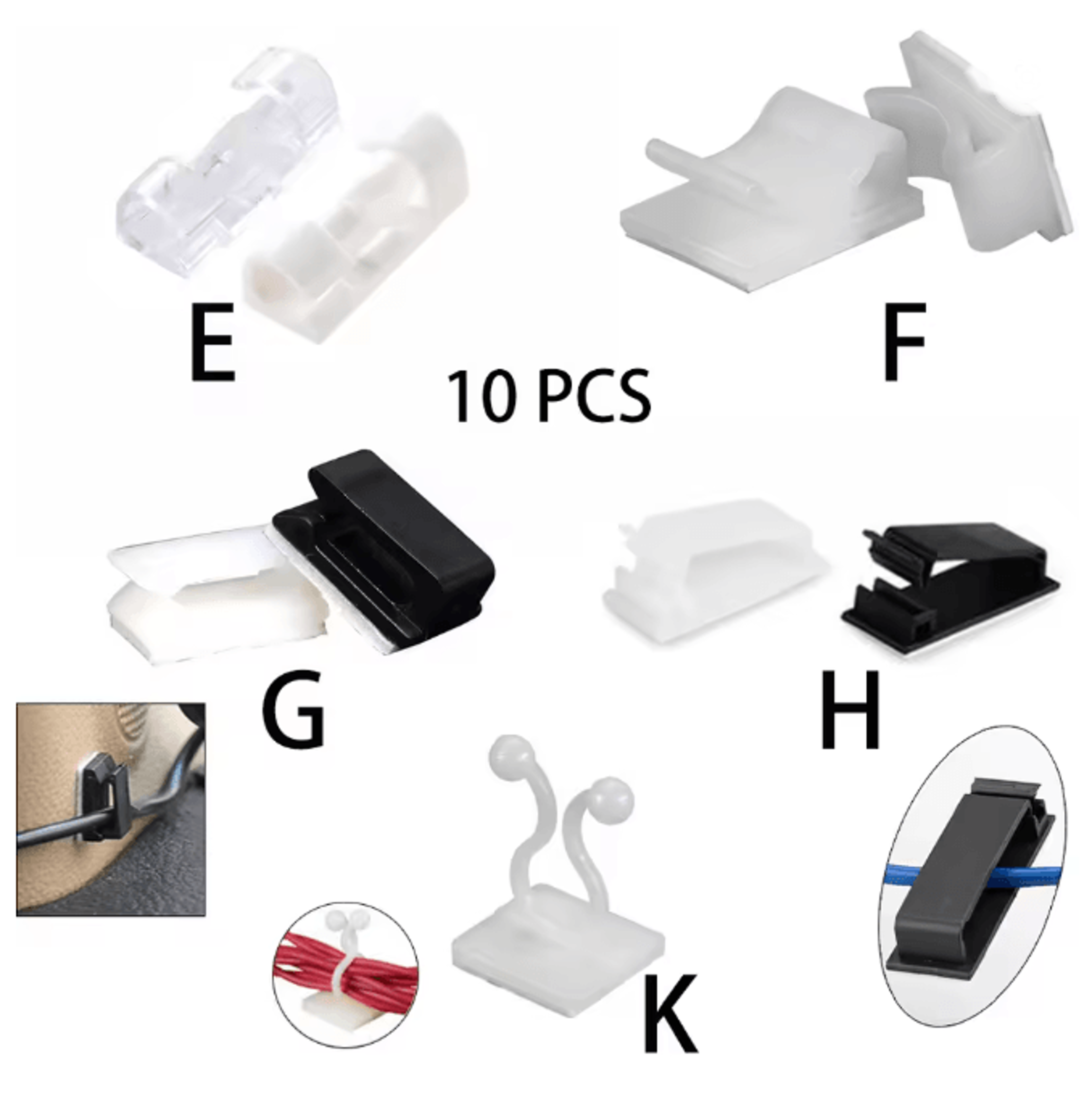 10 pack usb cable organizer clips desktop charger cord holders