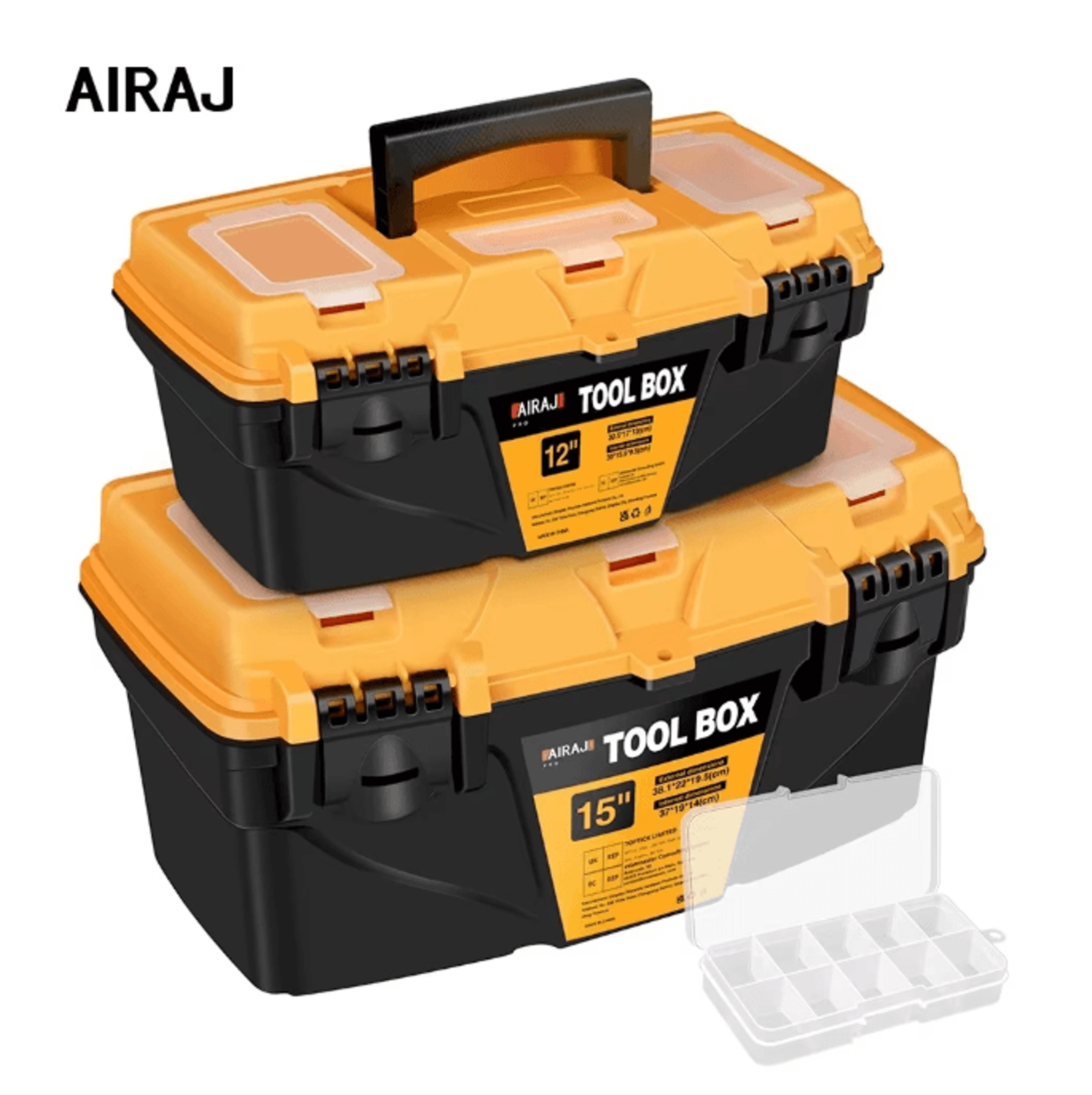 airaj heavy duty plastic tool box 12 or 15 inch portable hardware storage case