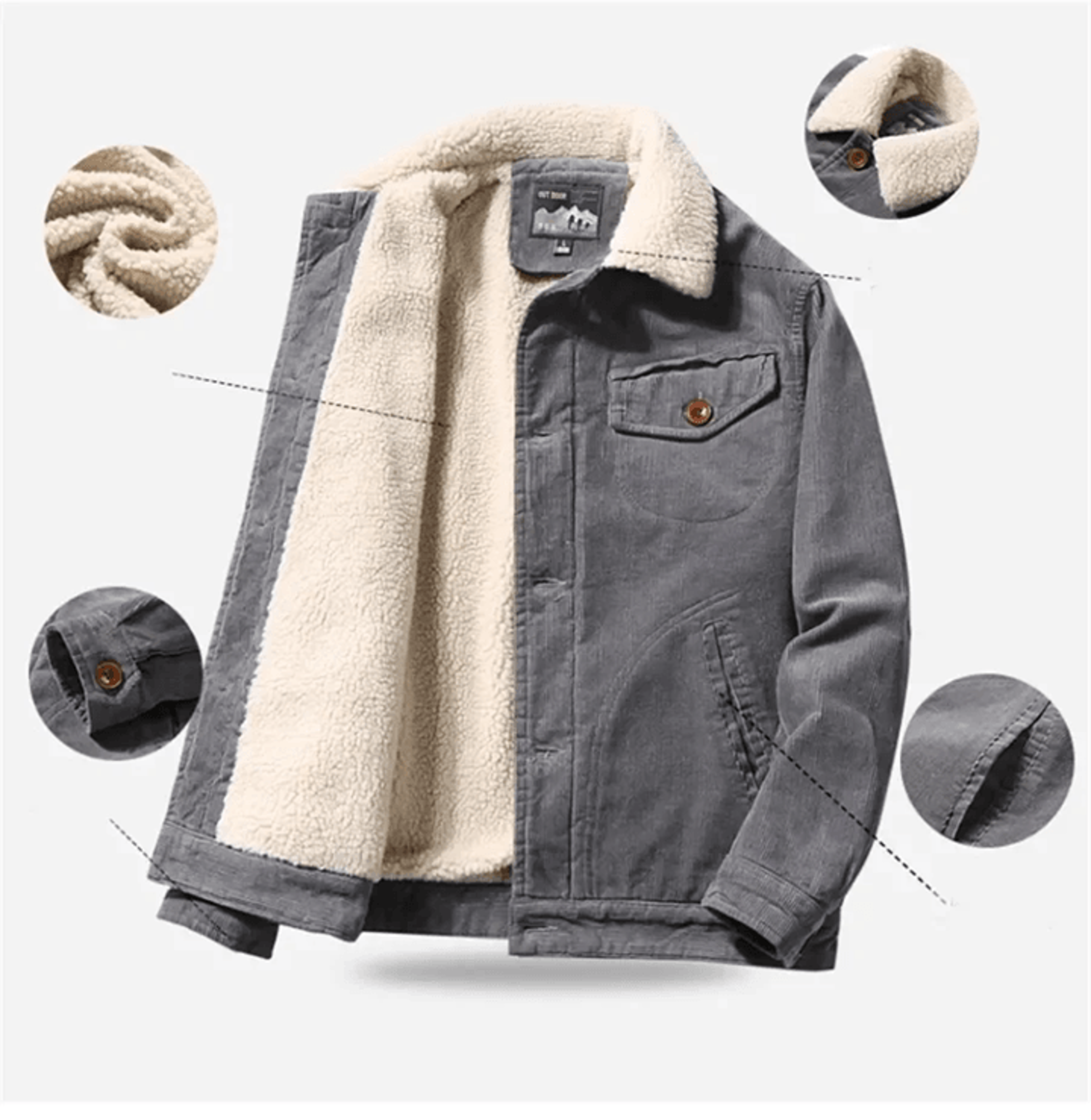 mens corduroy winter parka jacket with velvet lining