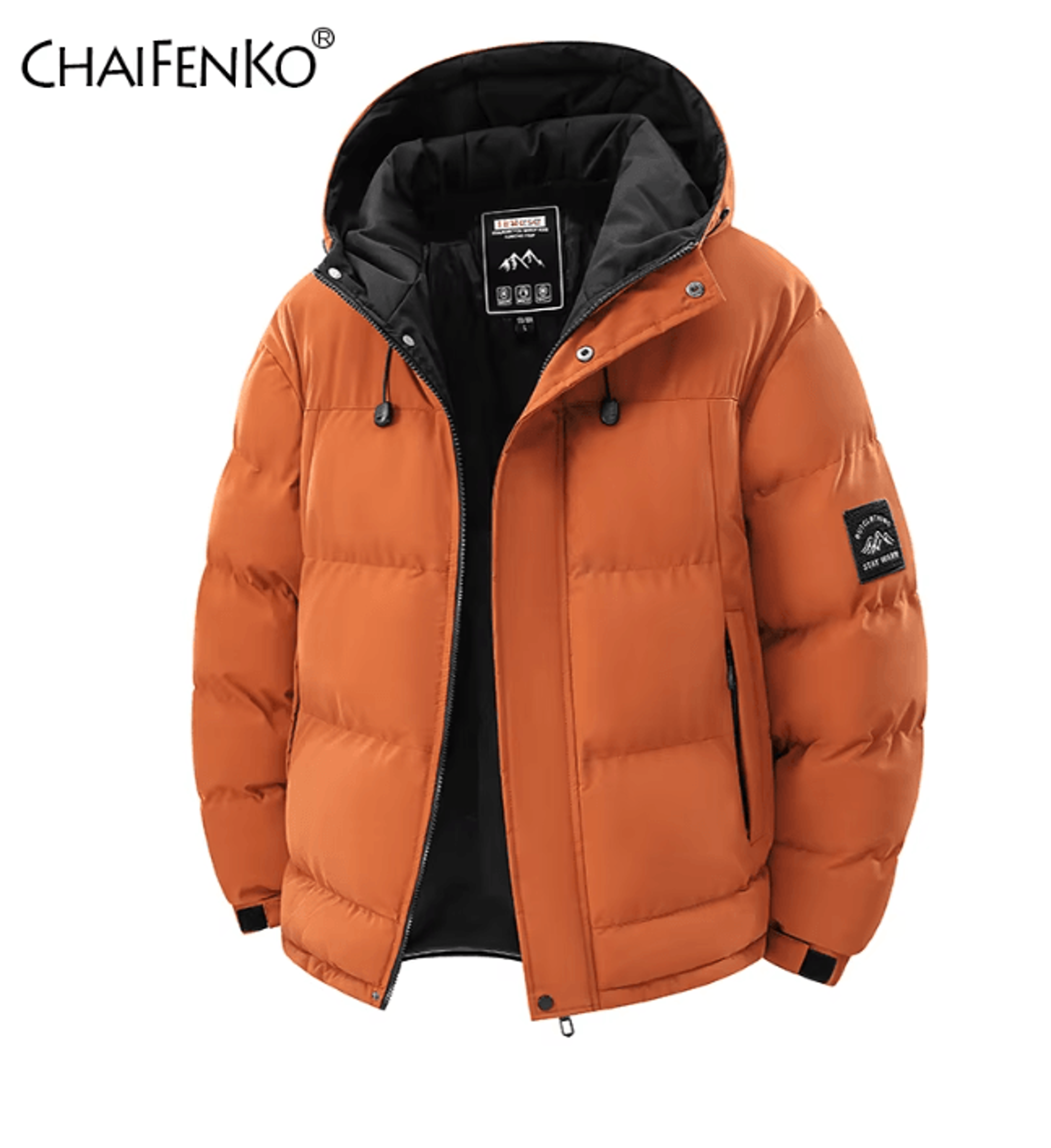 Mens Winter Hooded Parka Windproof Thick Warm Outdoor Coat