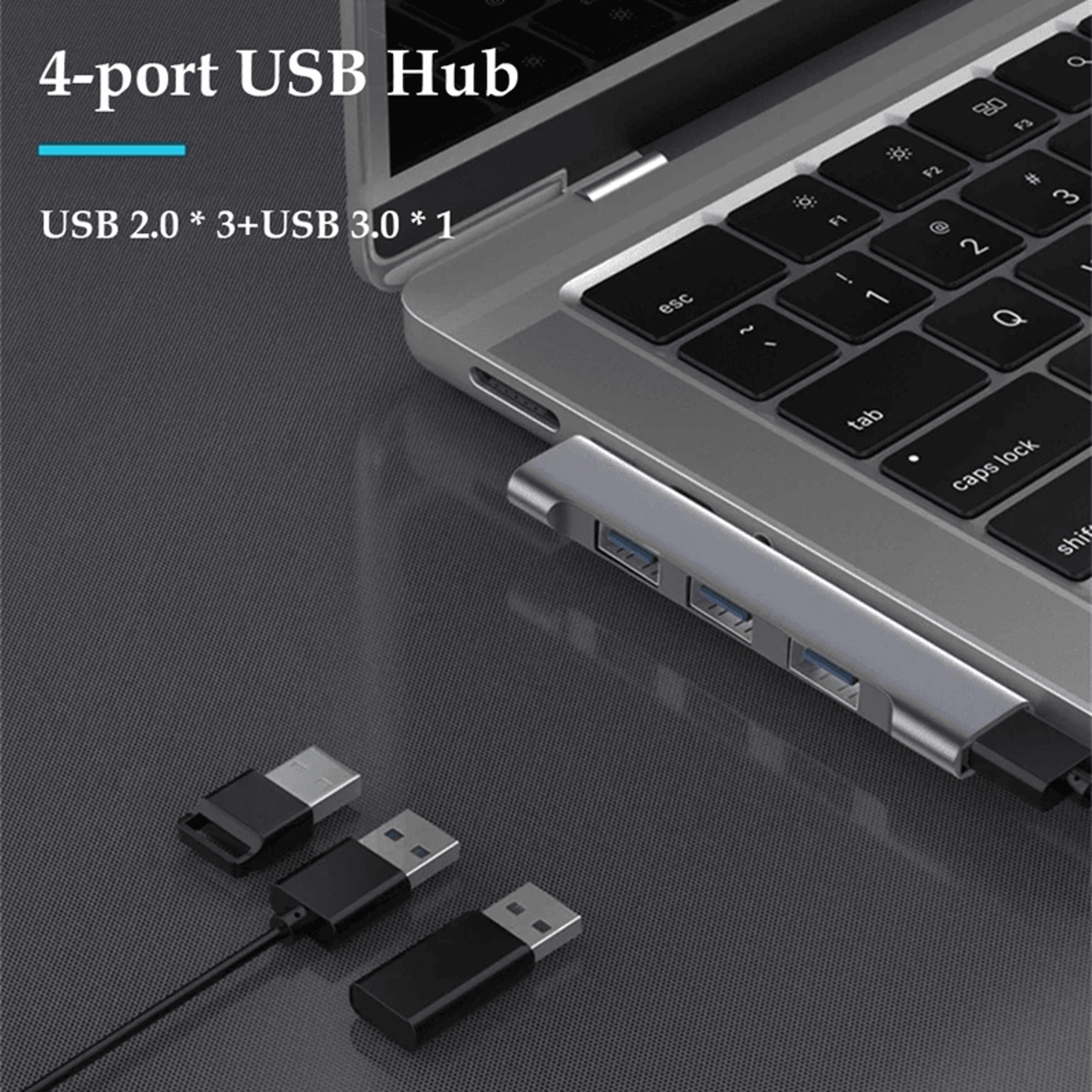 4 Port USB 3.0 Hub Type C High Speed Splitter 5Gbps Multiport Adapter