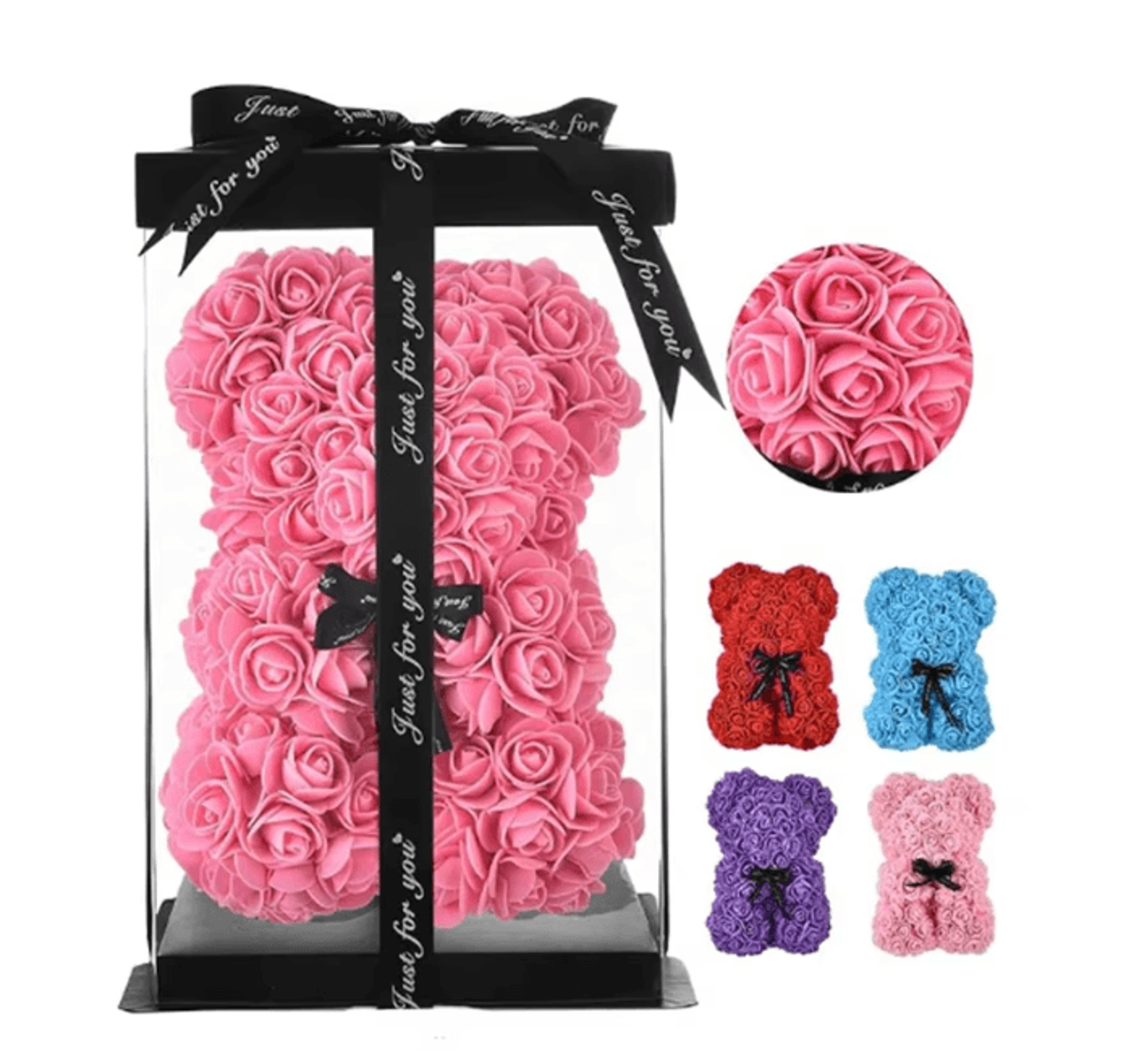 25cm rose teddy bear gift in luxury box romantic artificial flower bear for her