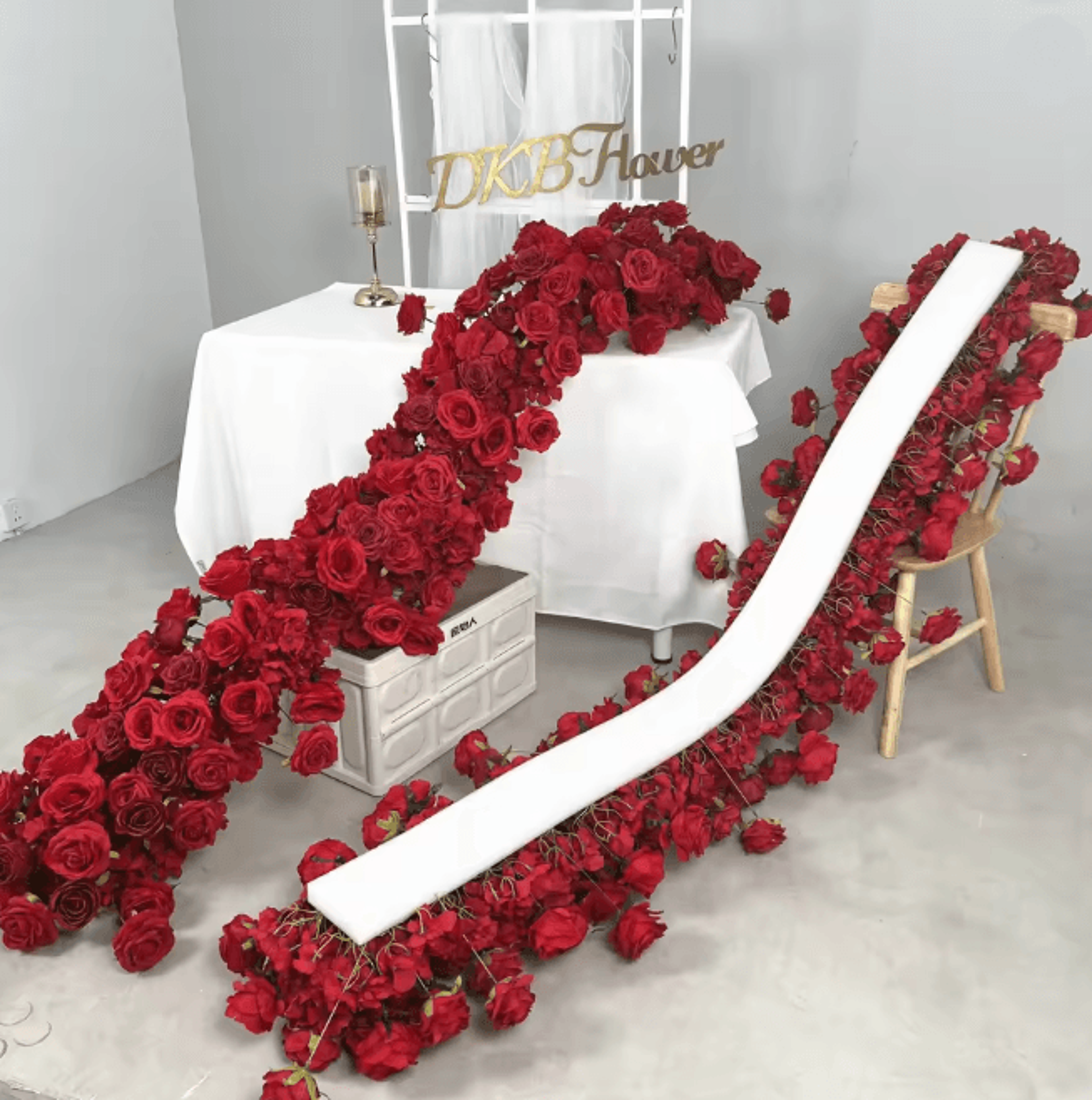 2m red rose flower garland wedding backdrop and table runner decor