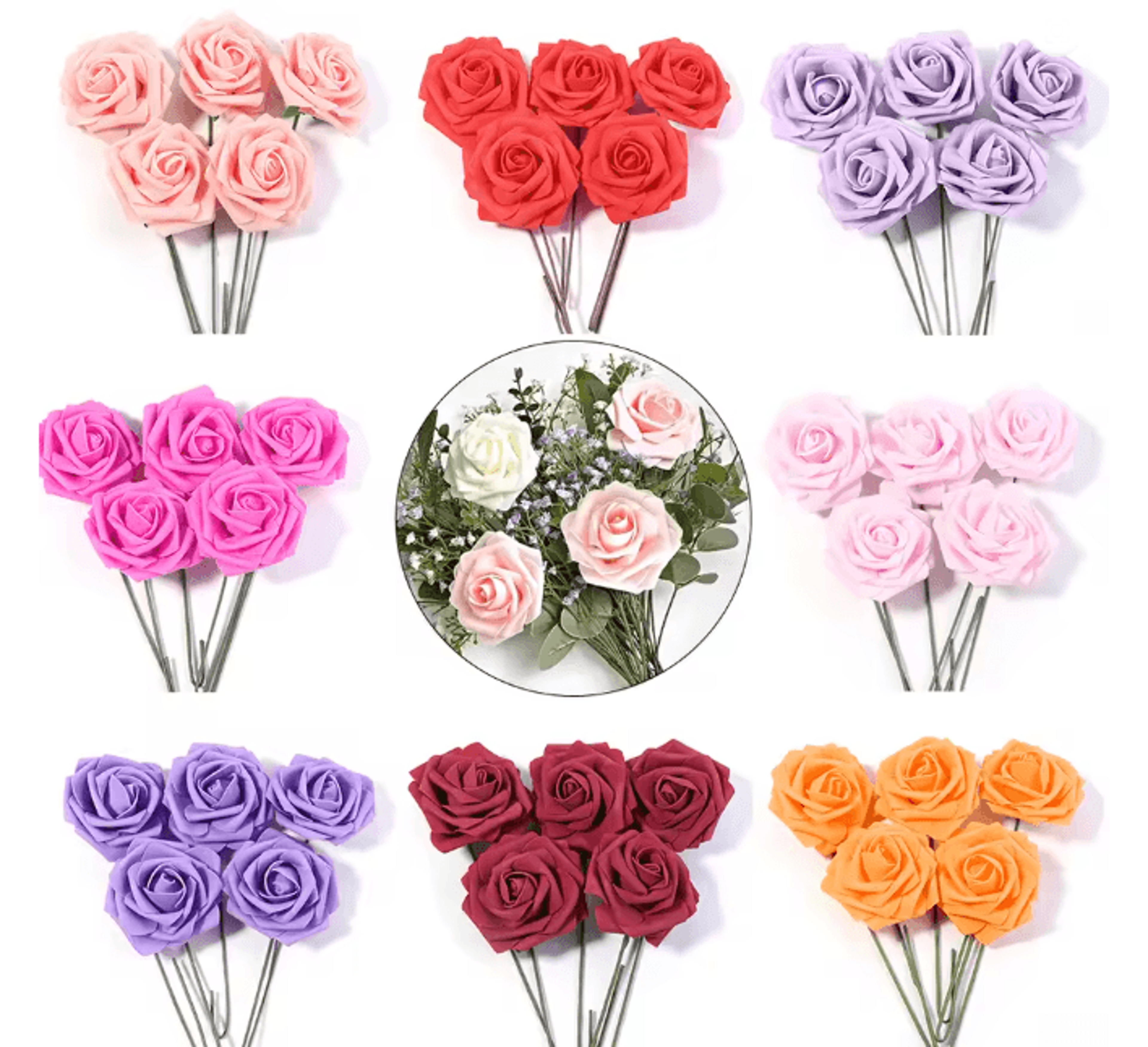 artificial foam rose flowers 7.5cm pe simulation roses for diy wedding decor