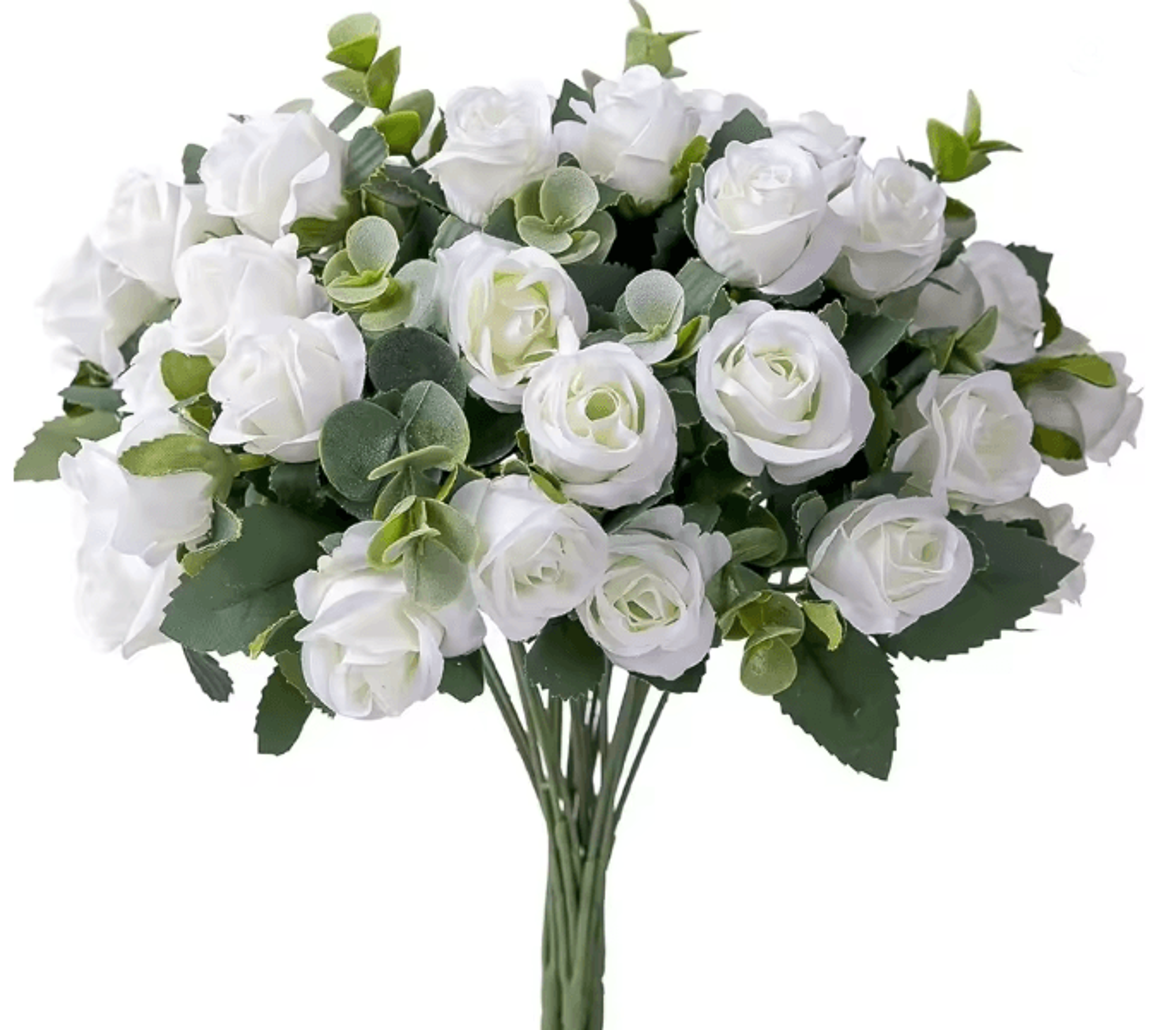 10 head artificial silk rose and peony bouquet with eucalyptus for wedding decor