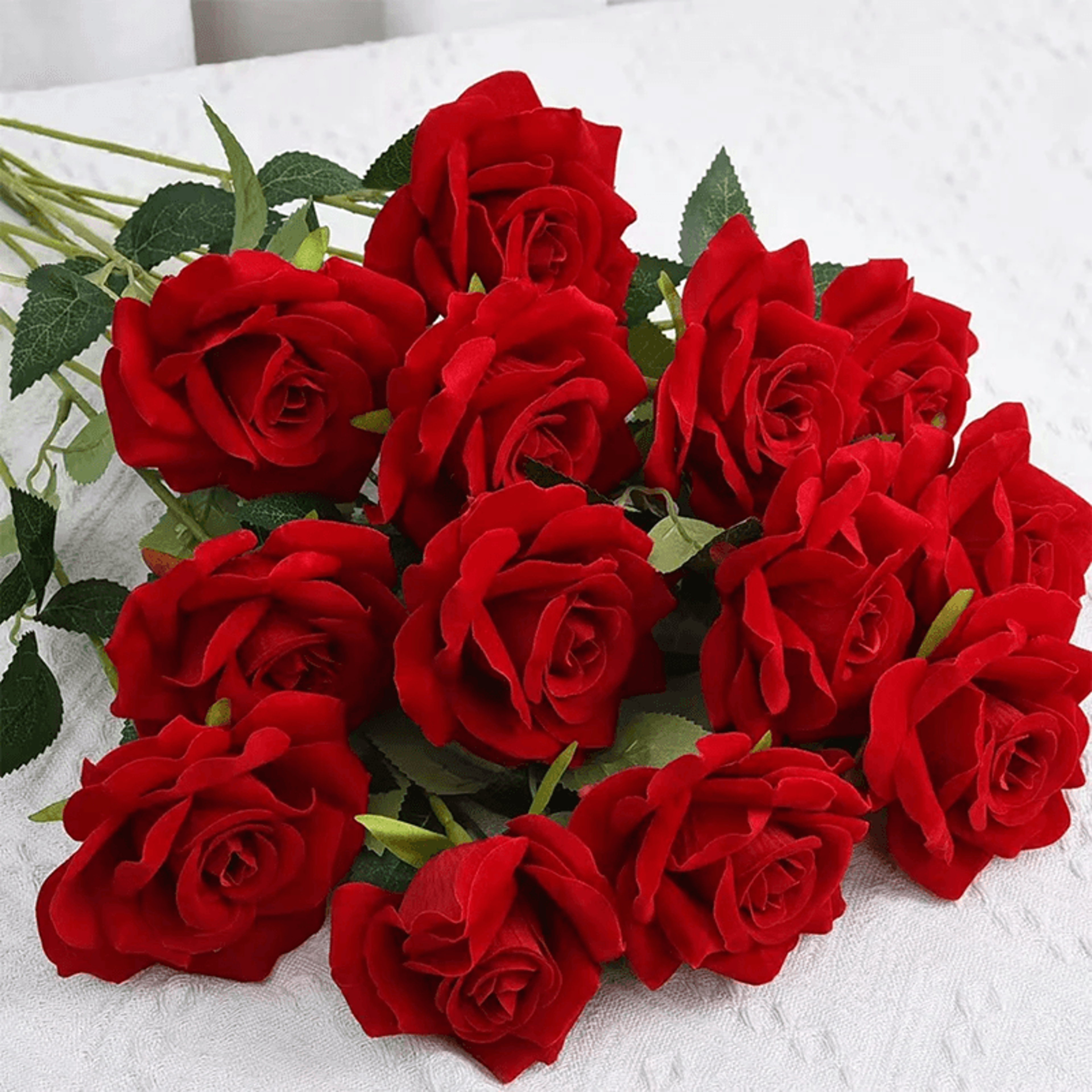Realistic Artificial Red Rose Stems for Wedding and Home Decor