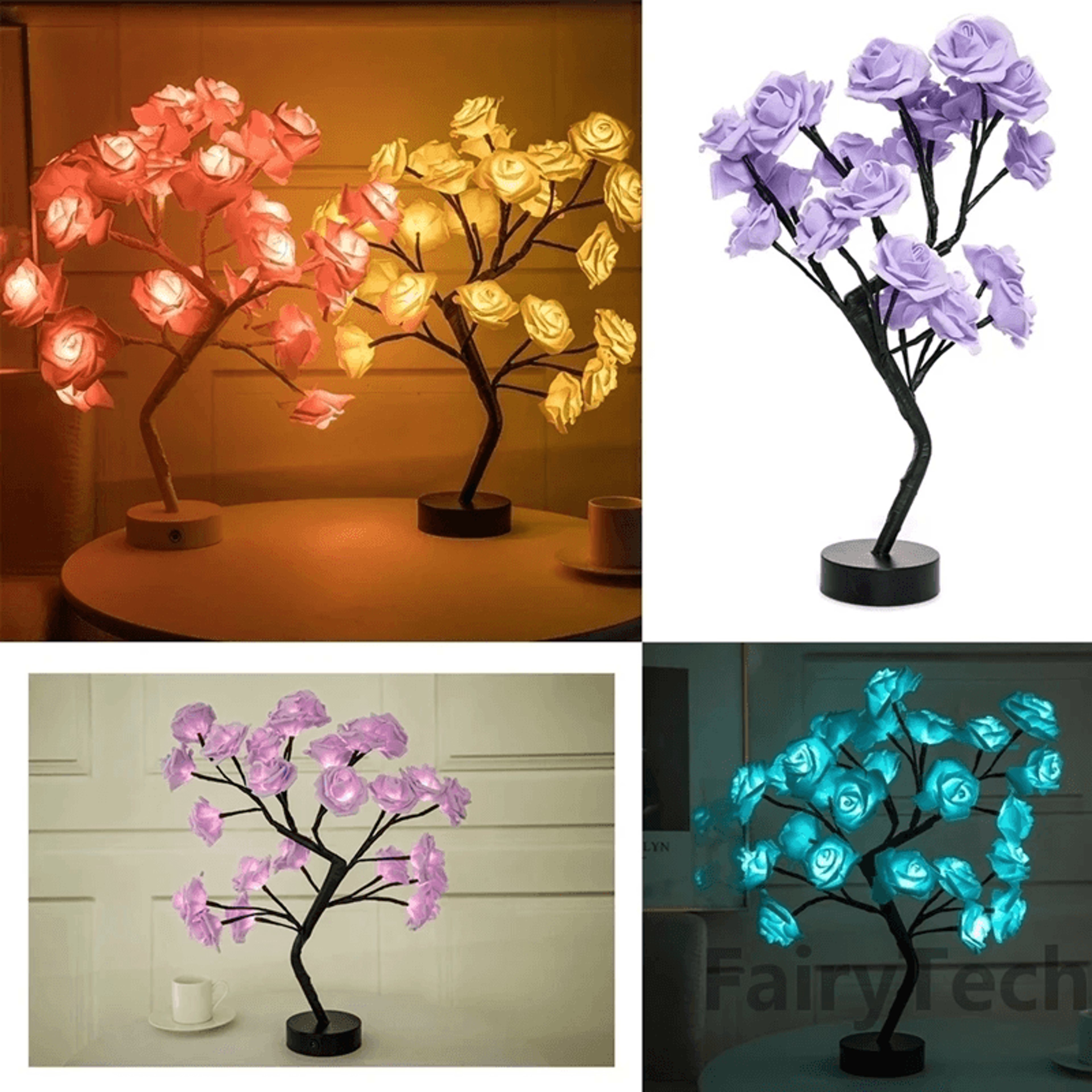USB LED Rose Flower Table Lamp Romantic Fairy Night Light