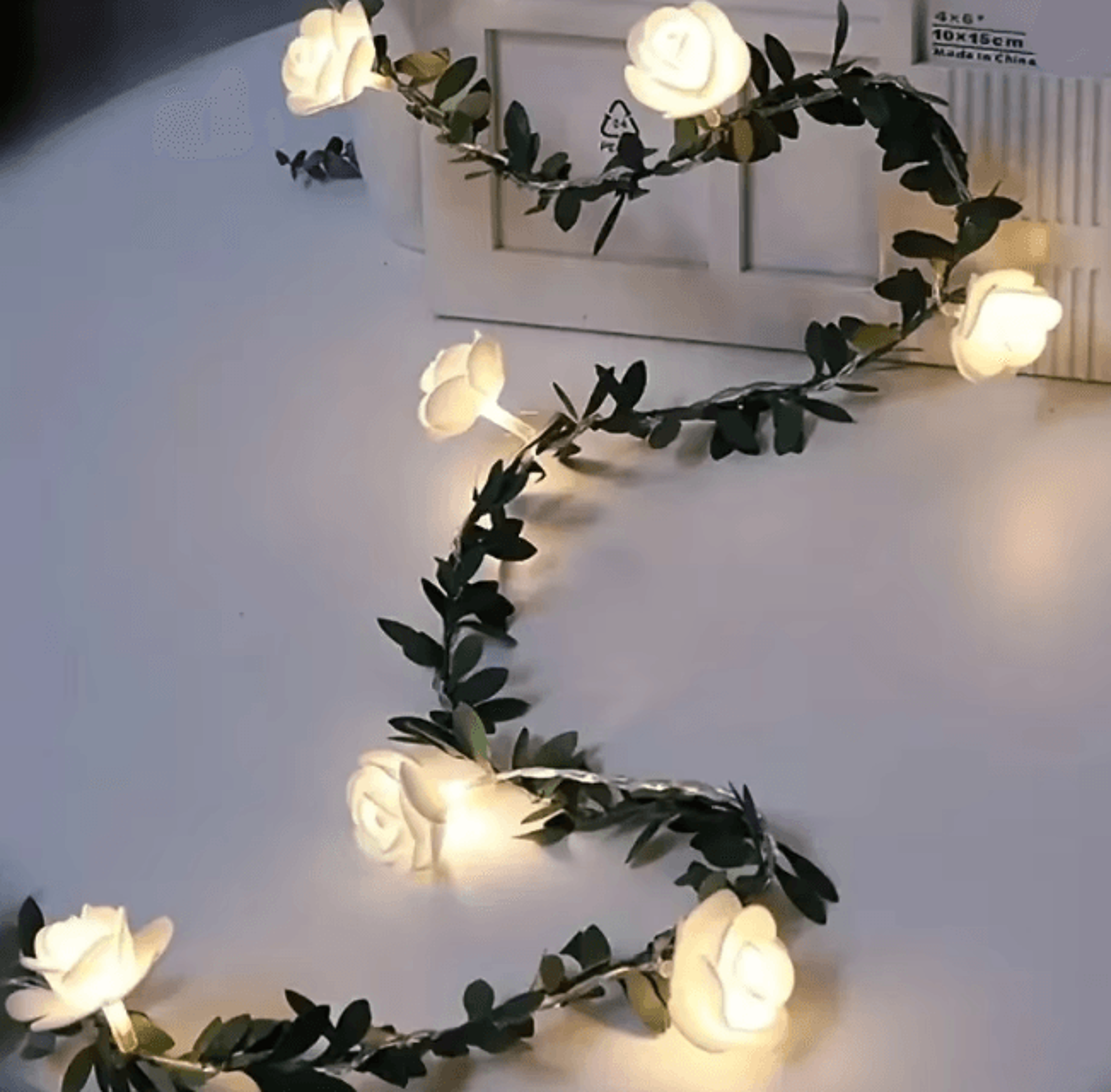 10 LED Rose Flower String Lights Battery Powered Romantic Garland