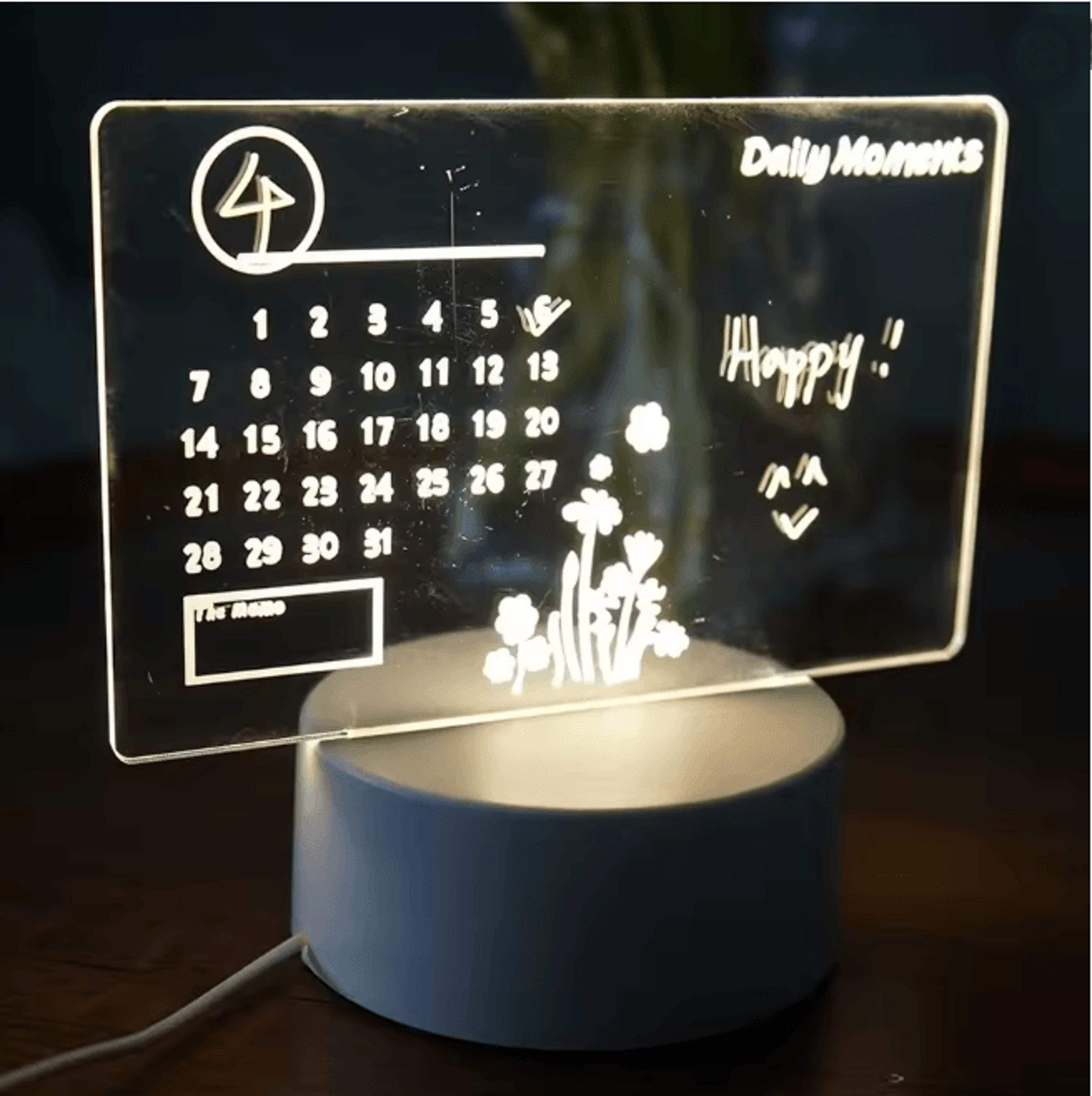 LED Handwritten Message Board Night Light USB Rechargeable Rewritable Note Lampde