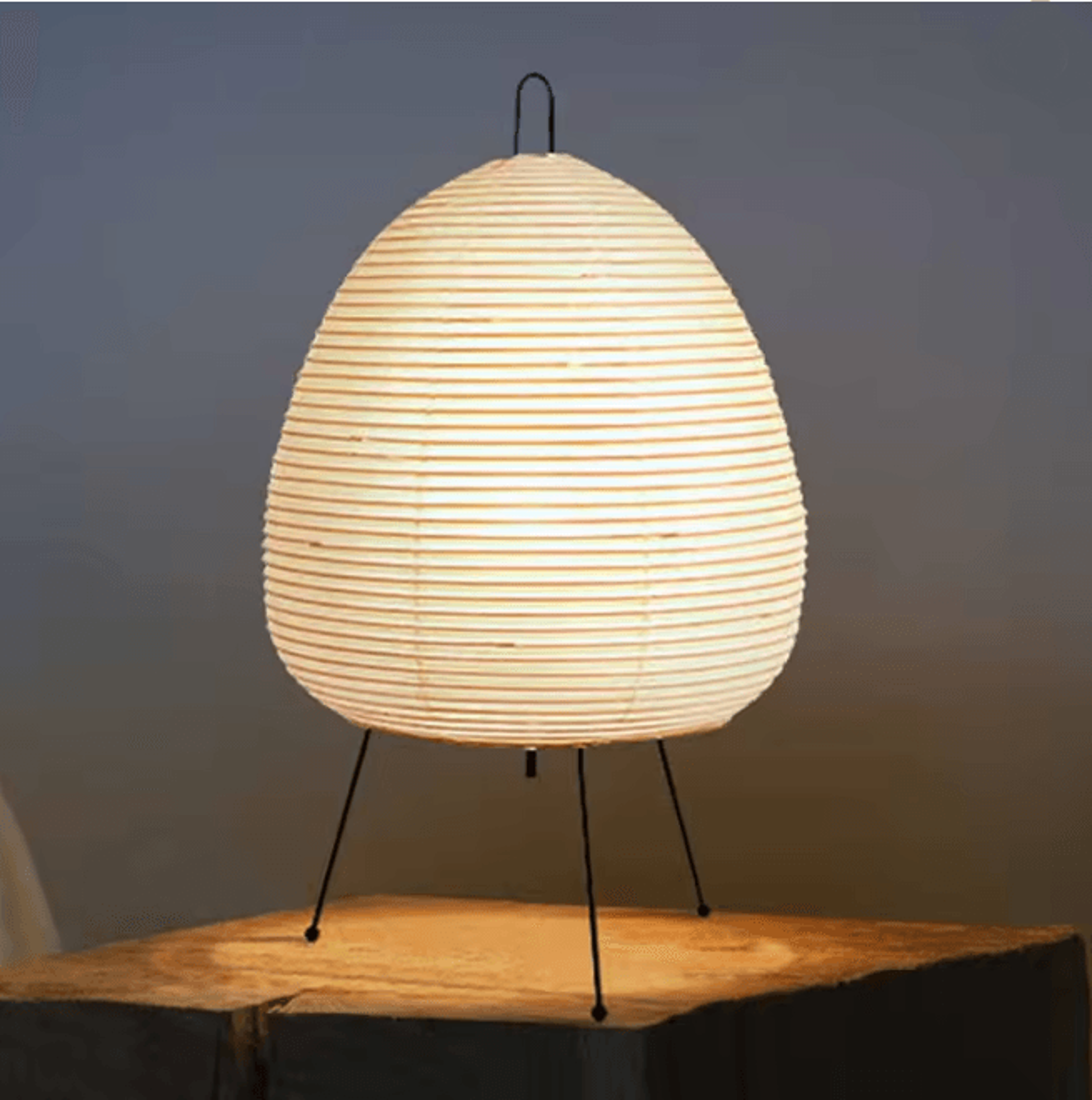 japanese rice paper table lamp tripod lantern led desk light