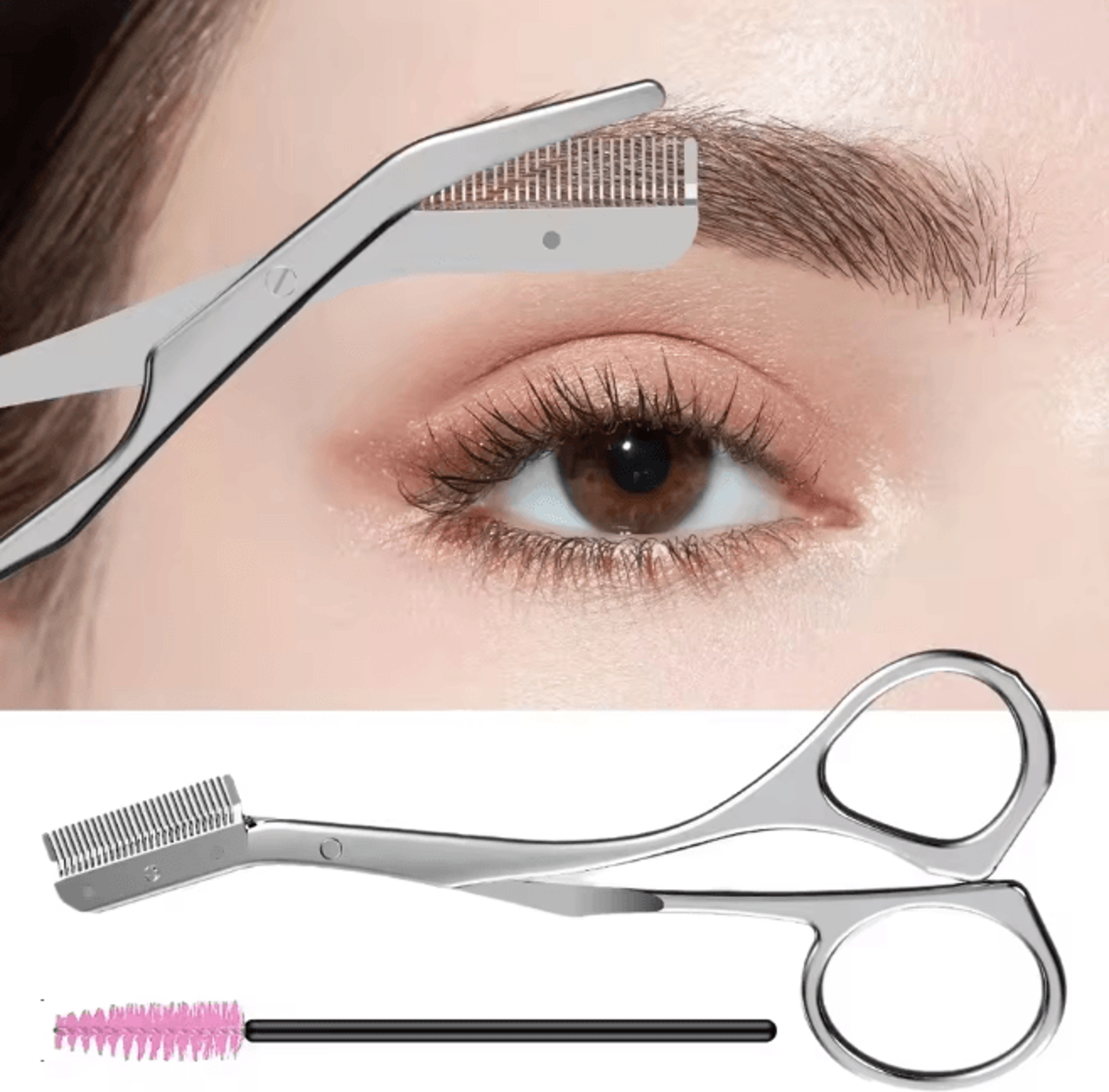 precisionpro stainless steel eyebrow scissors with comb
