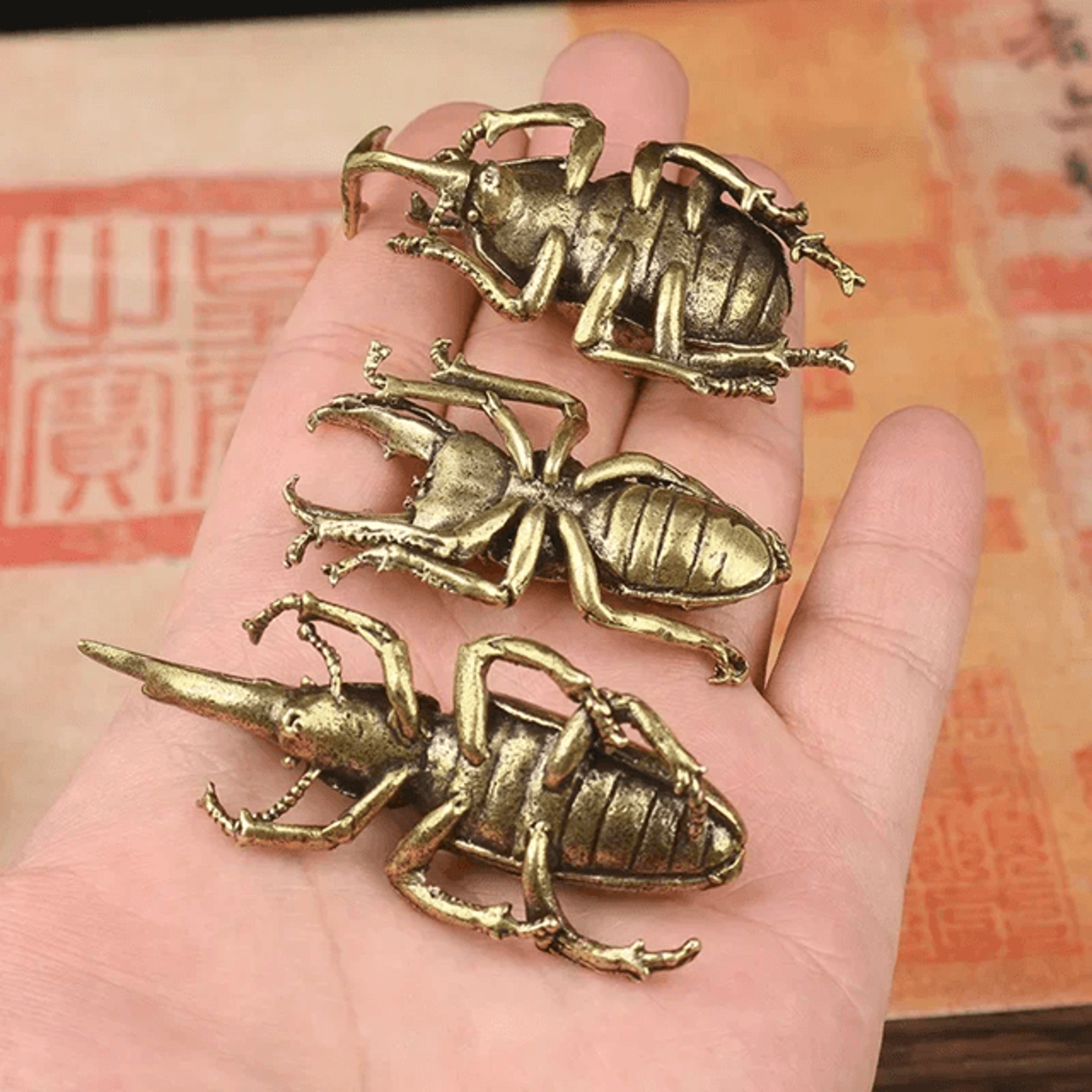 auroracraft solid brass beetle ornament tea pet figurine
