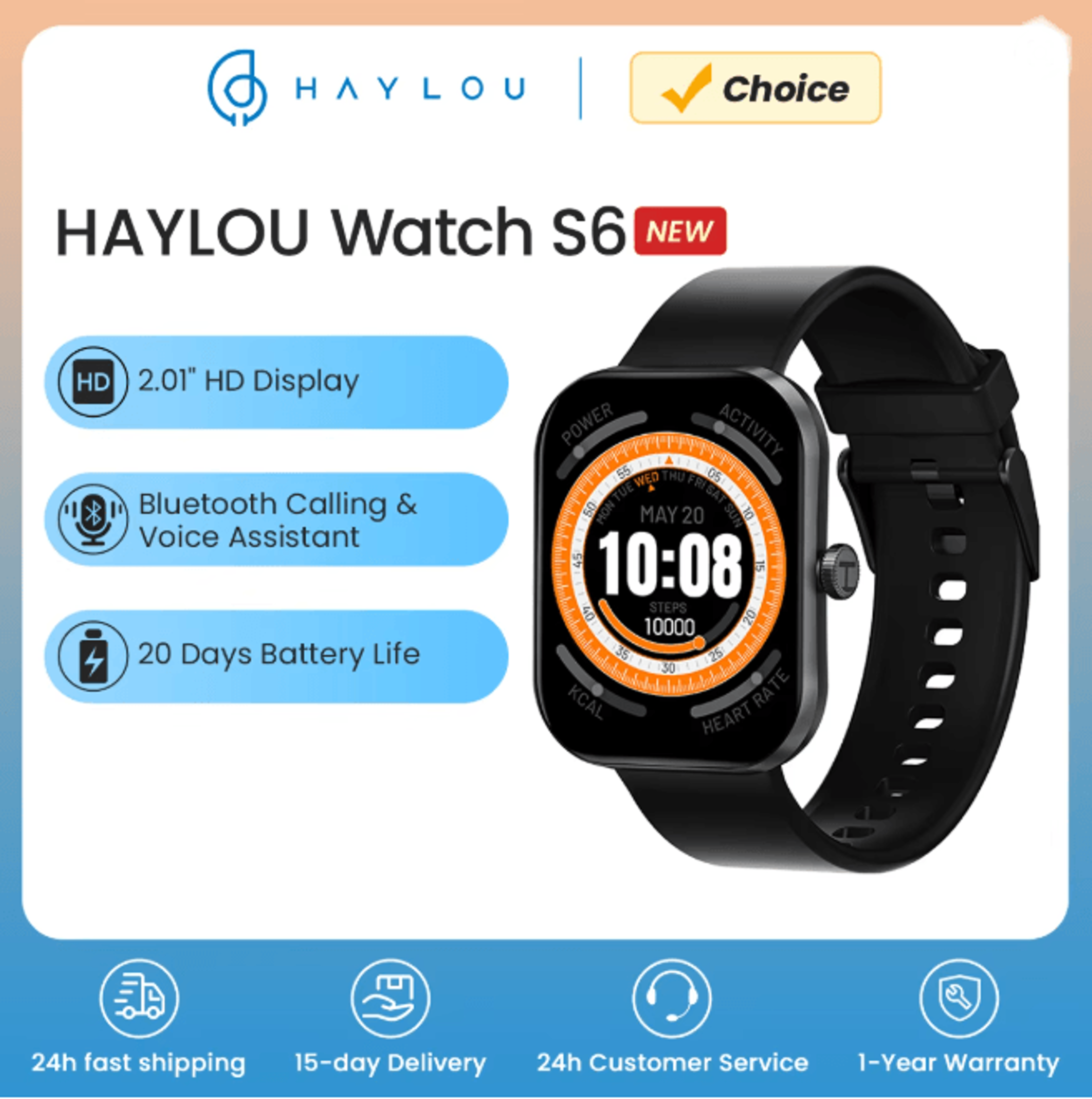 HAYLOU Watch S6 Smart Watch with Voice Calling and Health Monitoring