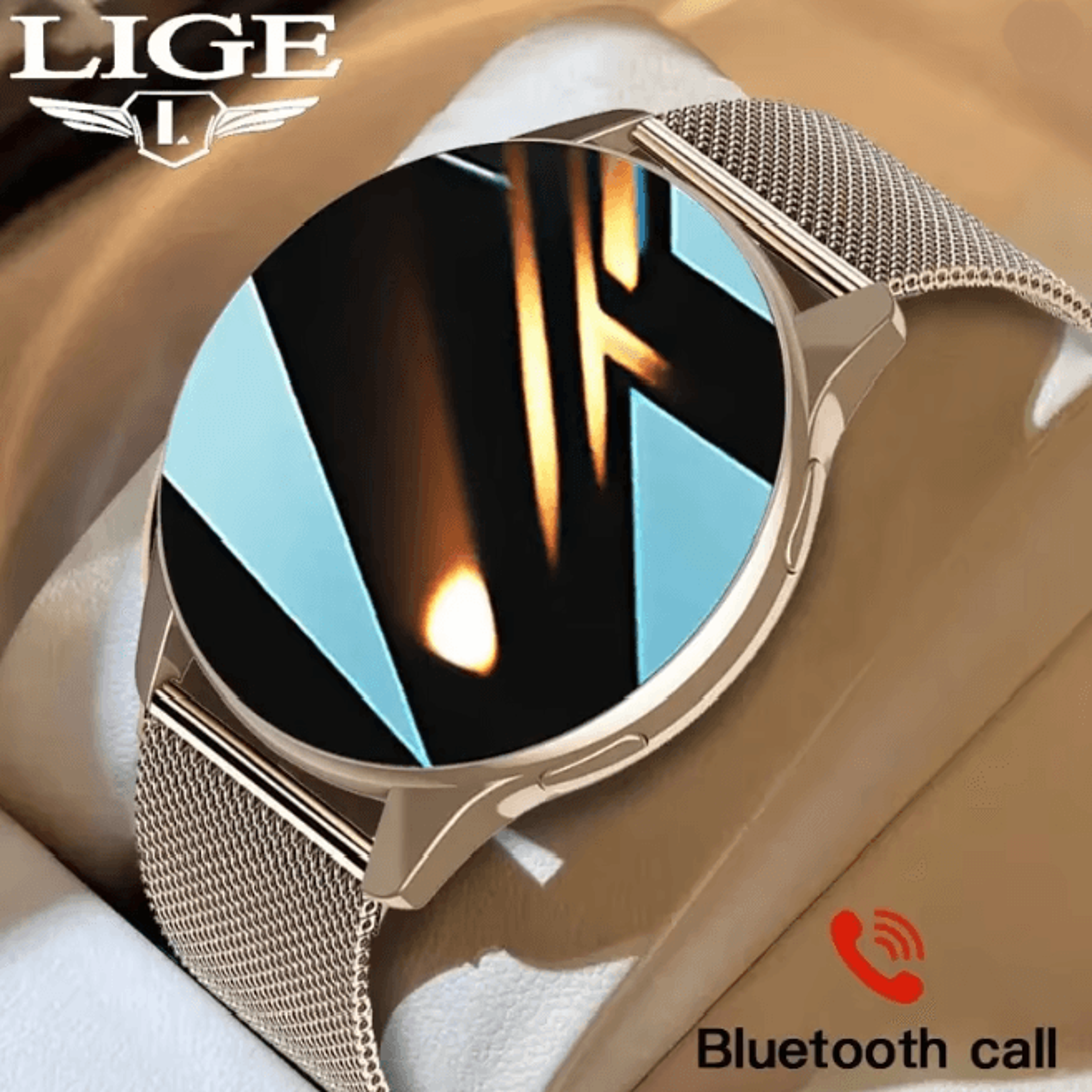 LIGE Wireless Charging Smart Watch with Bluetooth Calling and Fitness Tracker