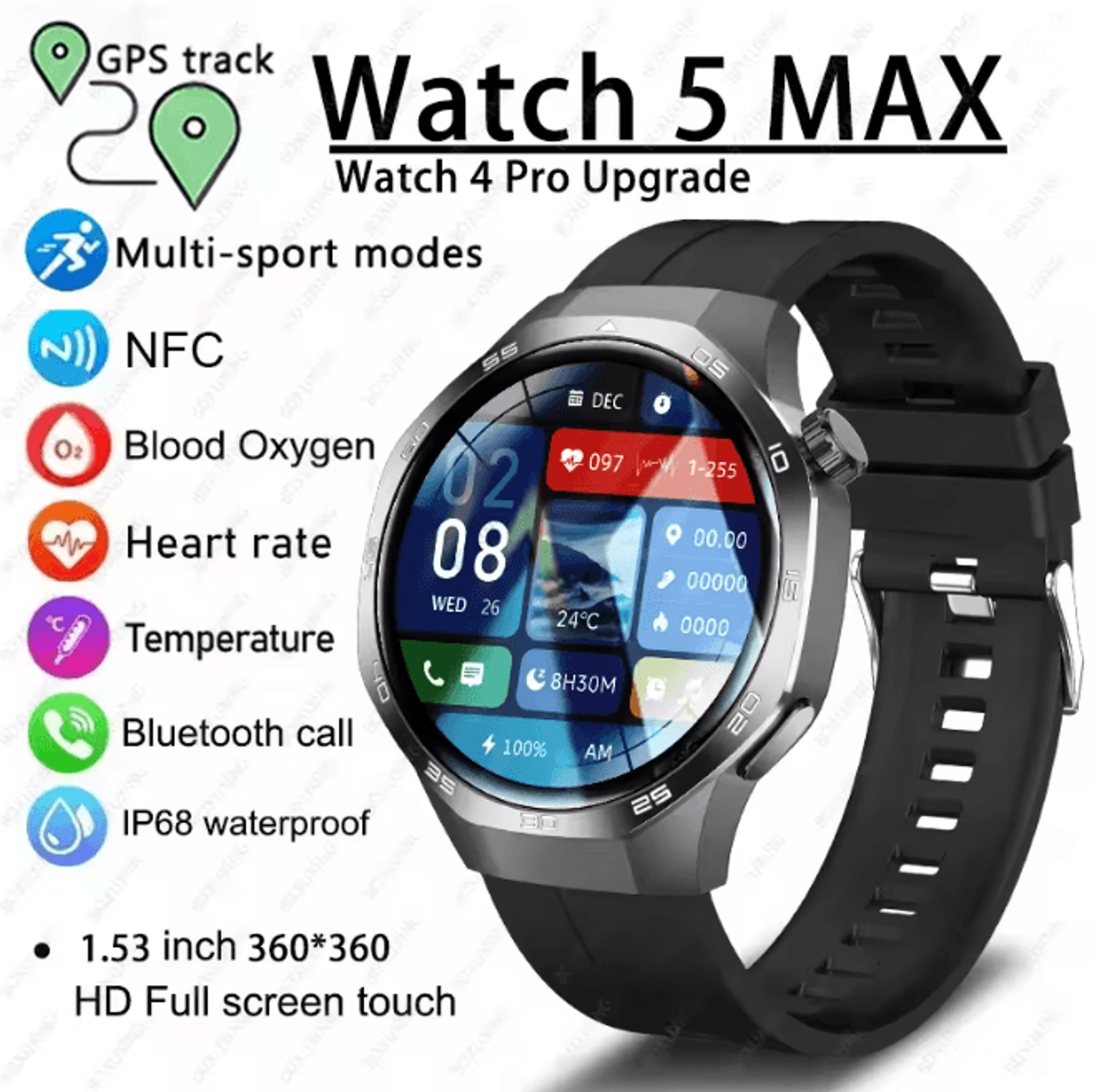 Watch 5 MAX AMOLED GPS Smart Watch with Bluetooth Calling and NFC