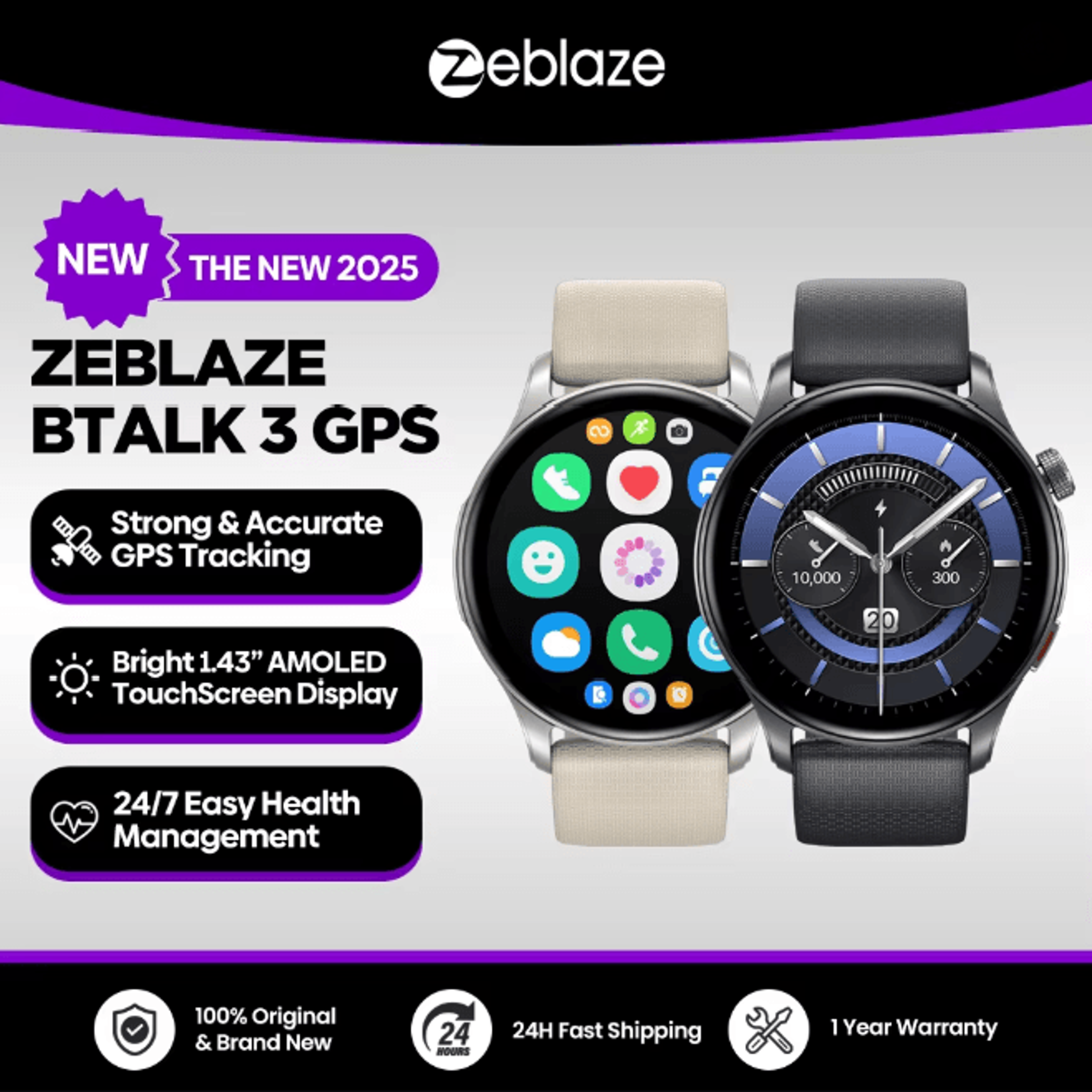 Zeblaze Btalk 3 GPS Smartwatch with AMOLED Display and Bluetooth Calling
